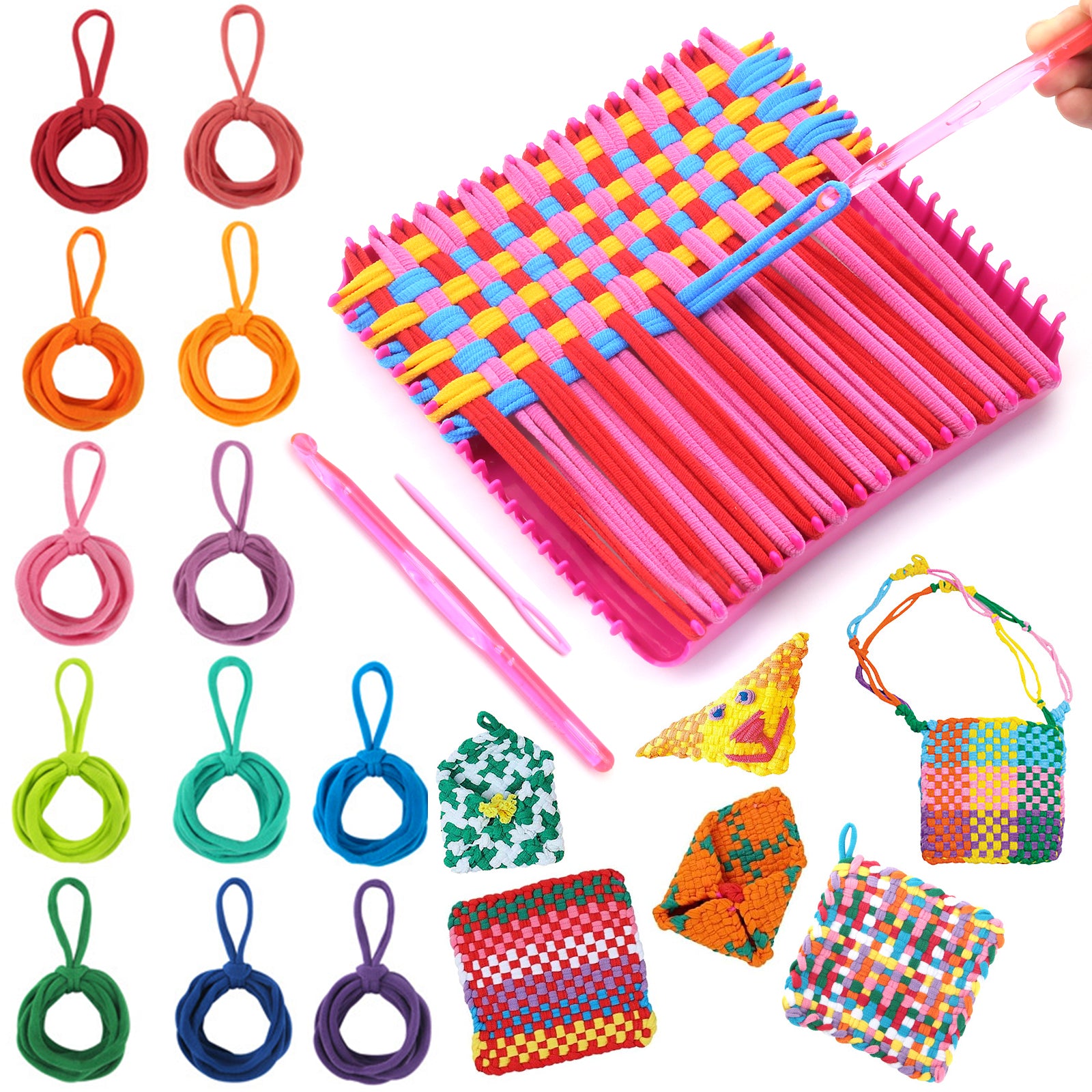 Weaving Loom Kit for Kids, 288Pcs 12 Colors DIY 7.5" Pot Holder Loops Loom Knitting Kits Crafts Gift for Girls 8-12