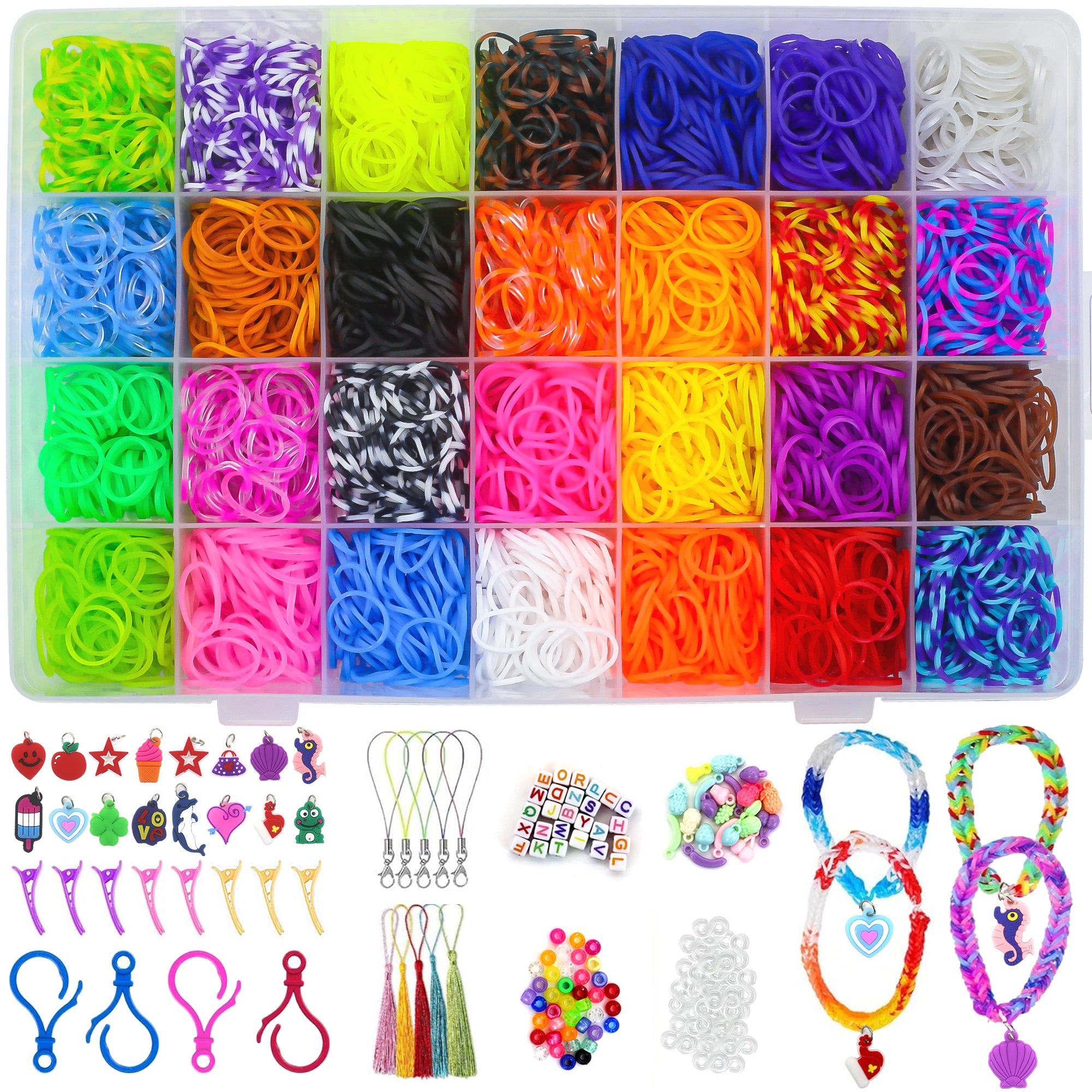 3800+ Rubber Band Bracelet Making Kit, 34 Colors Friendship Rainbow Loom Bracelet Kit for Girls 8-12