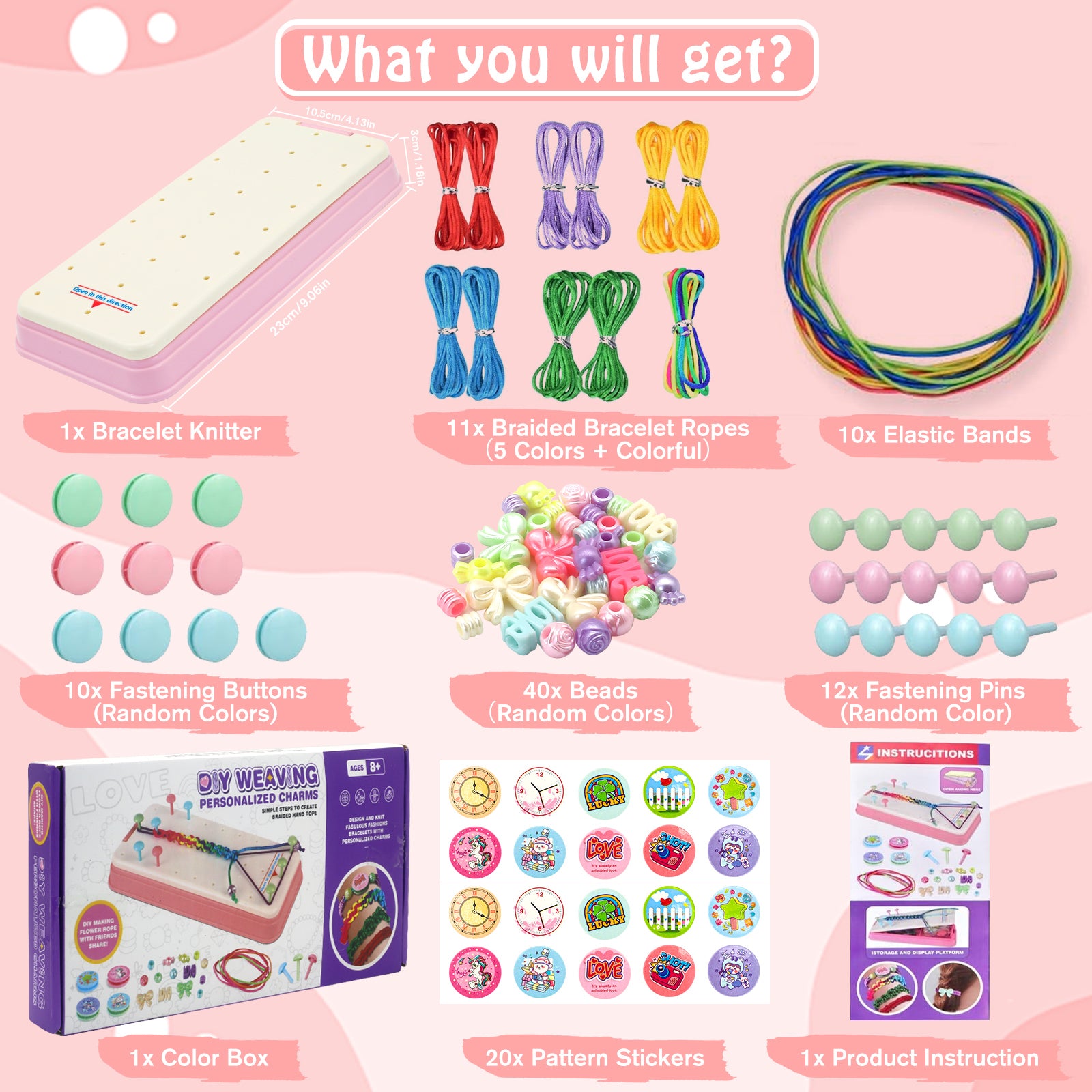 Friendship Bracelet Making Kit for Girls, DIY Craft Kits for Girls Ages 8-12 Years Old Party Favor Teen Gift Toys