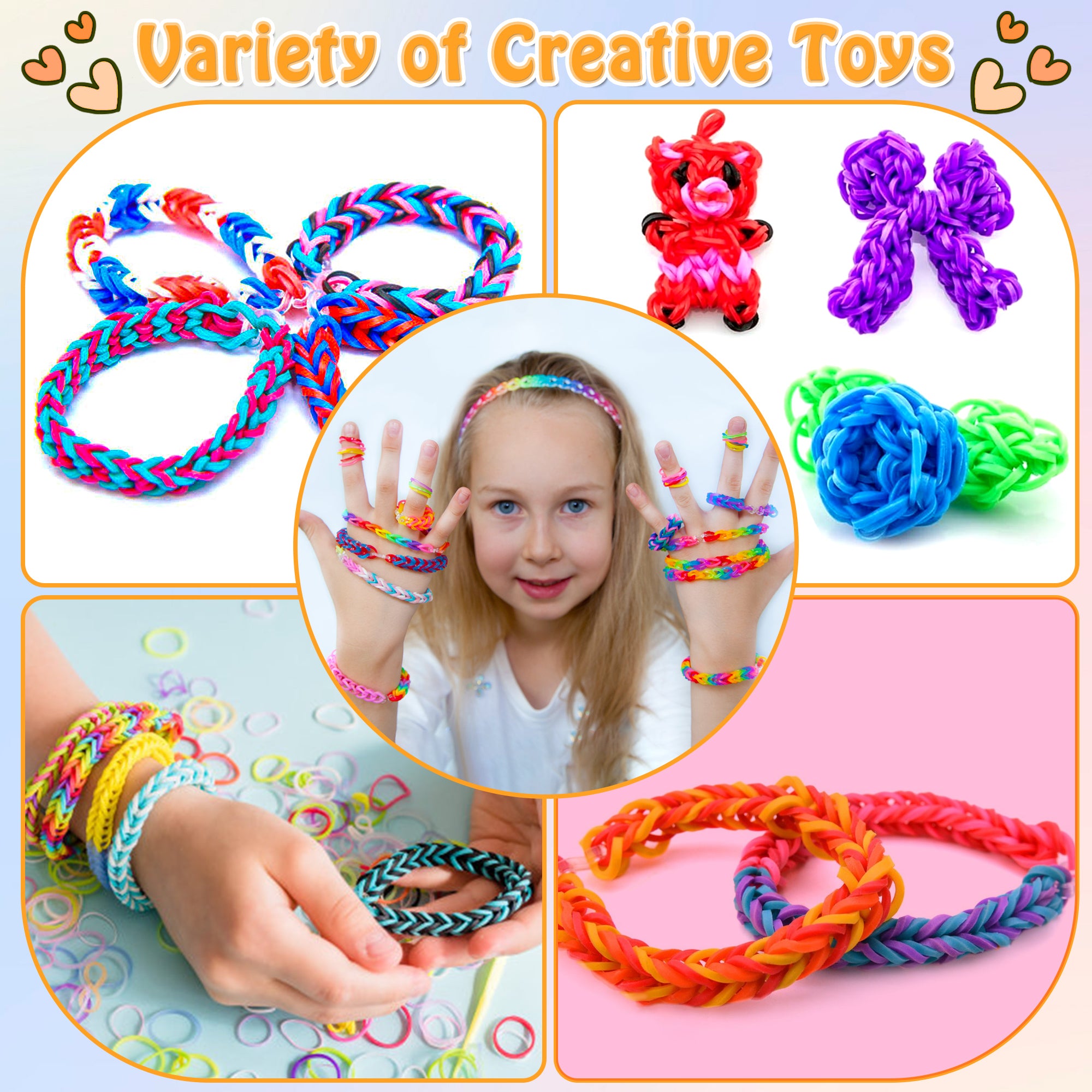 3800+ Rubber Band Bracelet Making Kit, 34 Colors Friendship Rainbow Loom Bracelet Kit for Girls 8-12