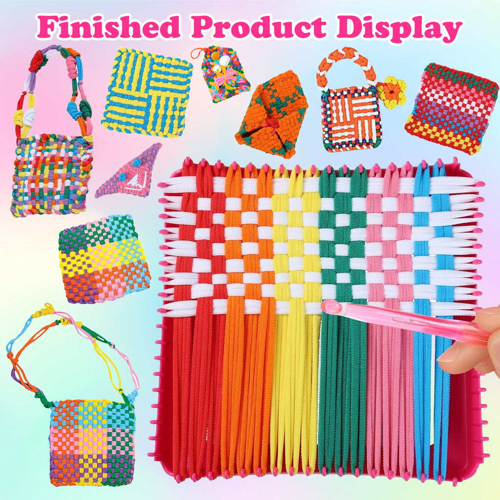 Weaving Loom Kit for Kids, 288Pcs 12 Colors DIY 7.5" Pot Holder Loops Loom Knitting Kits Crafts Gift for Girls 8-12