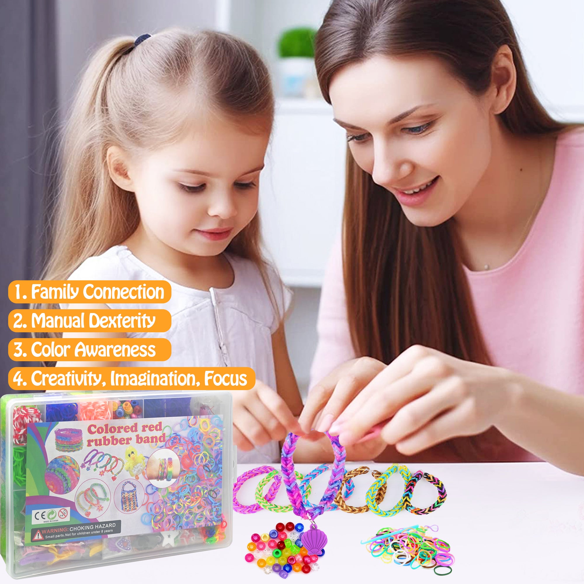 3800+ Rubber Band Bracelet Making Kit, 34 Colors Friendship Rainbow Loom Bracelet Kit for Girls 8-12