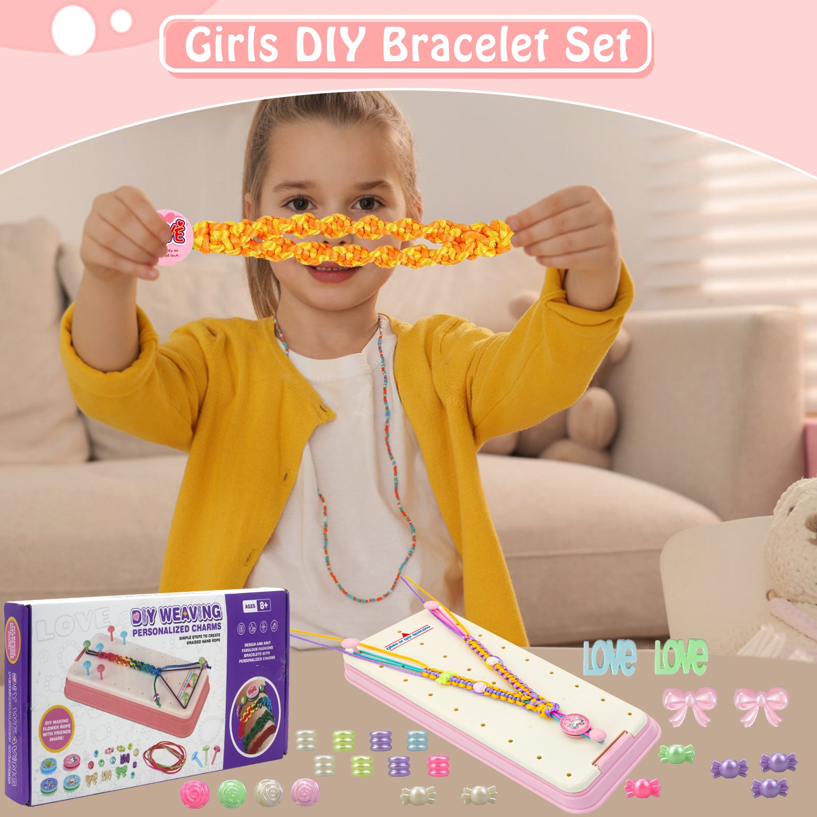 Friendship Bracelet Making Kit for Girls, DIY Craft Kits for Girls Ages 8-12 Years Old Party Favor Teen Gift Toys