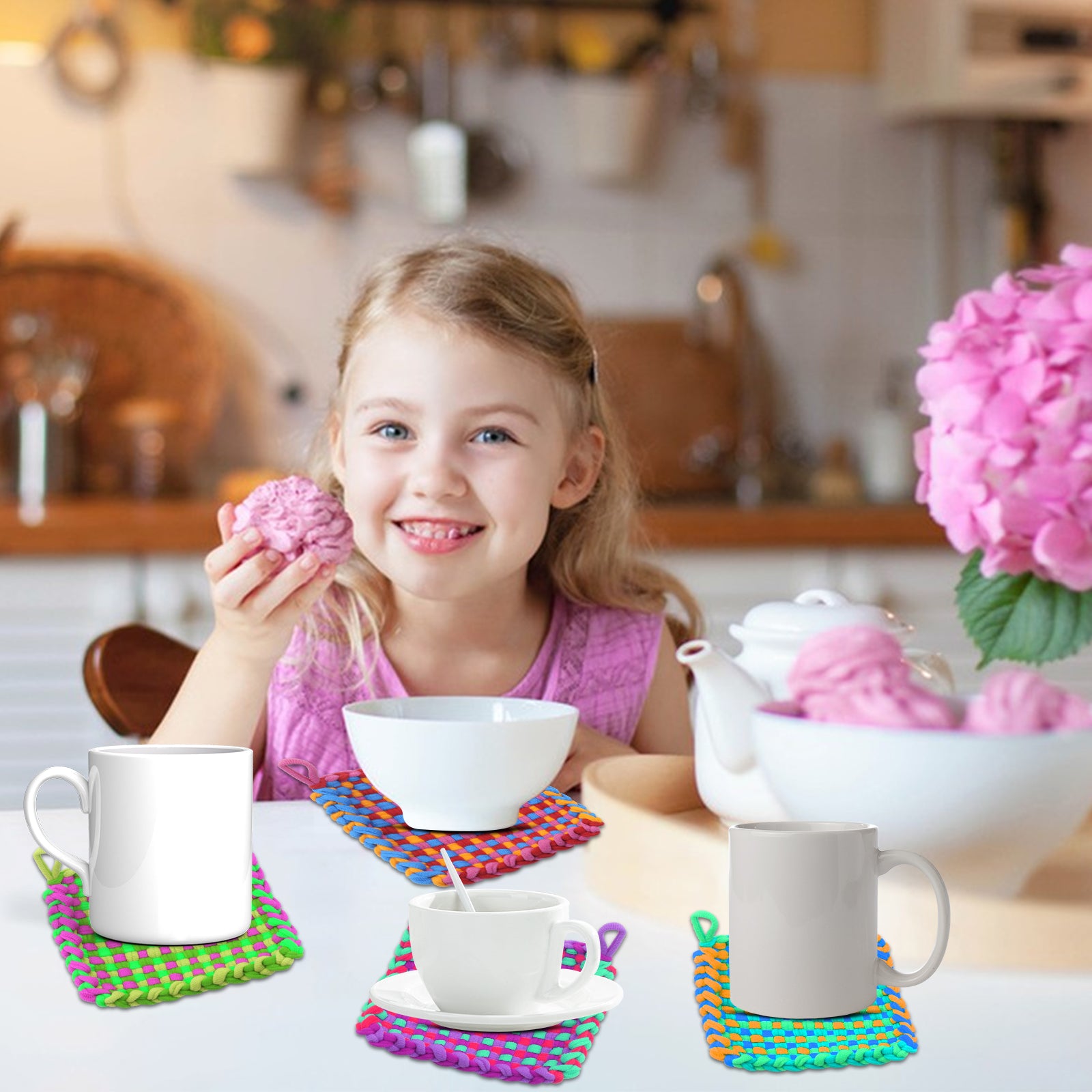 Weaving Loom Kit for Kids, 288Pcs 12 Colors DIY 7.5" Pot Holder Loops Loom Knitting Kits Crafts Gift for Girls 8-12
