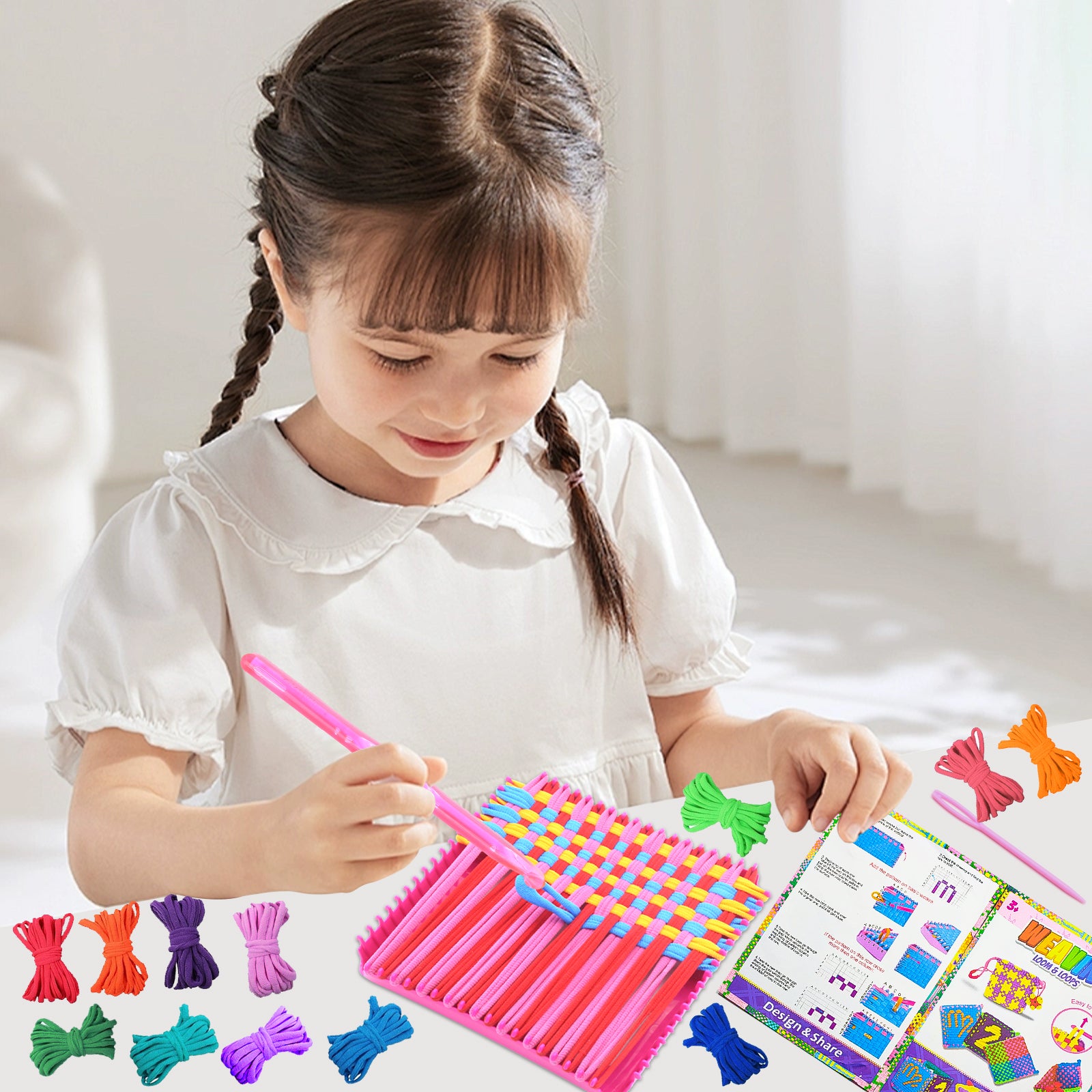 Weaving Loom Kit for Kids, 288Pcs 12 Colors DIY 7.5" Pot Holder Loops Loom Knitting Kits Crafts Gift for Girls 8-12