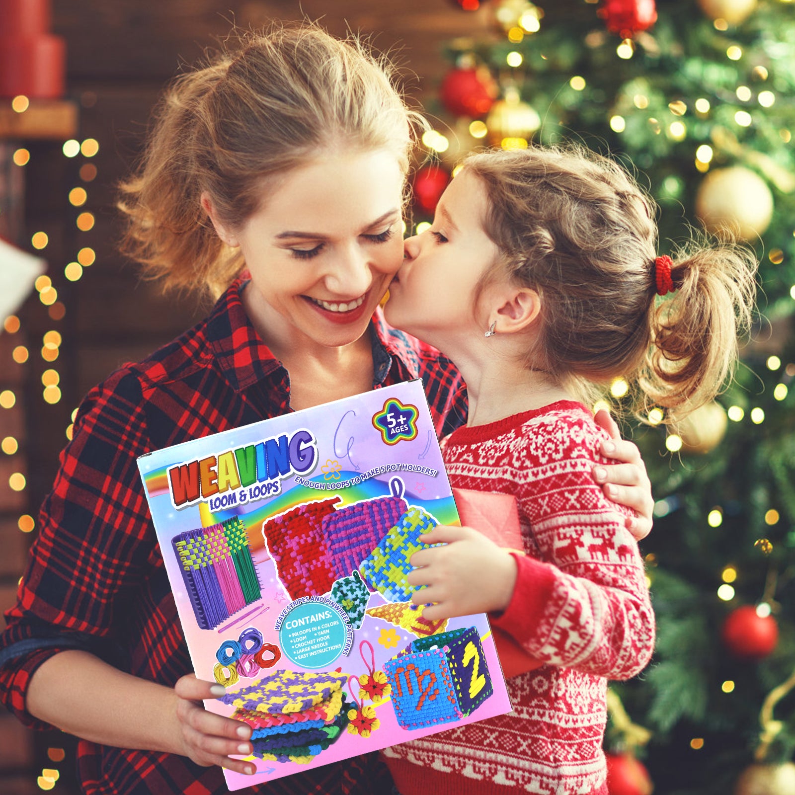 Weaving Loom Kit for Kids, 288Pcs 12 Colors DIY 7.5" Pot Holder Loops Loom Knitting Kits Crafts Gift for Girls 8-12