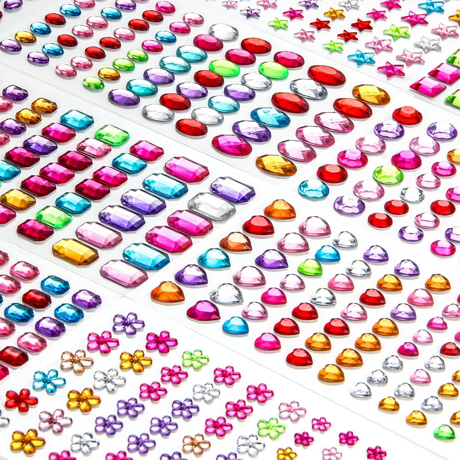 Self Adhesive Gem Stickers, 1200+ Jewel Crystal Sticker Gems Rhinestone Stickers for Kids & Adults