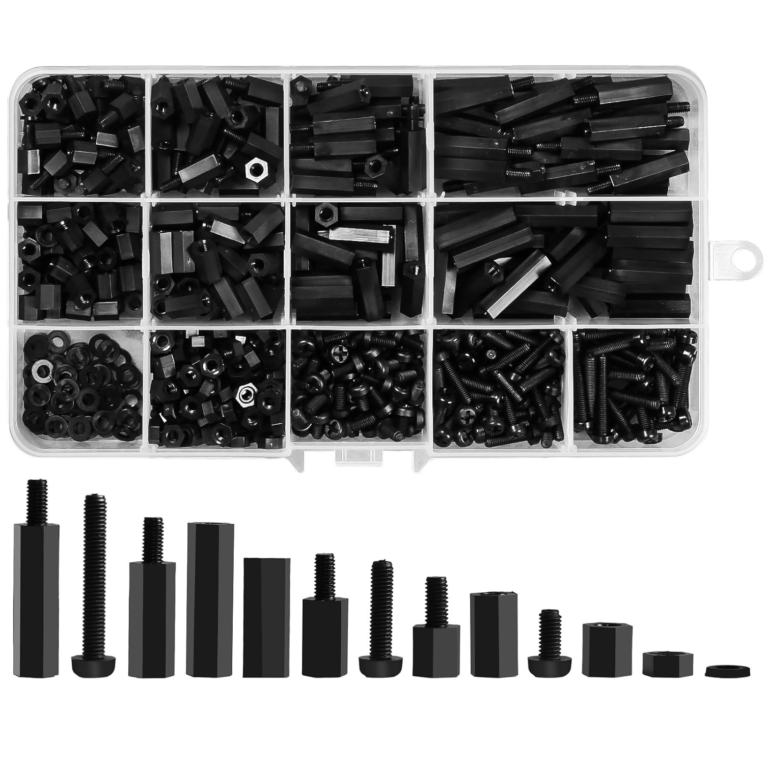 600PCS Meafeng M3 Male Female Nylon Hex Standoff Spacer Screw Nut Assortment Kit, Threaded Pillar for PCB Motherboard