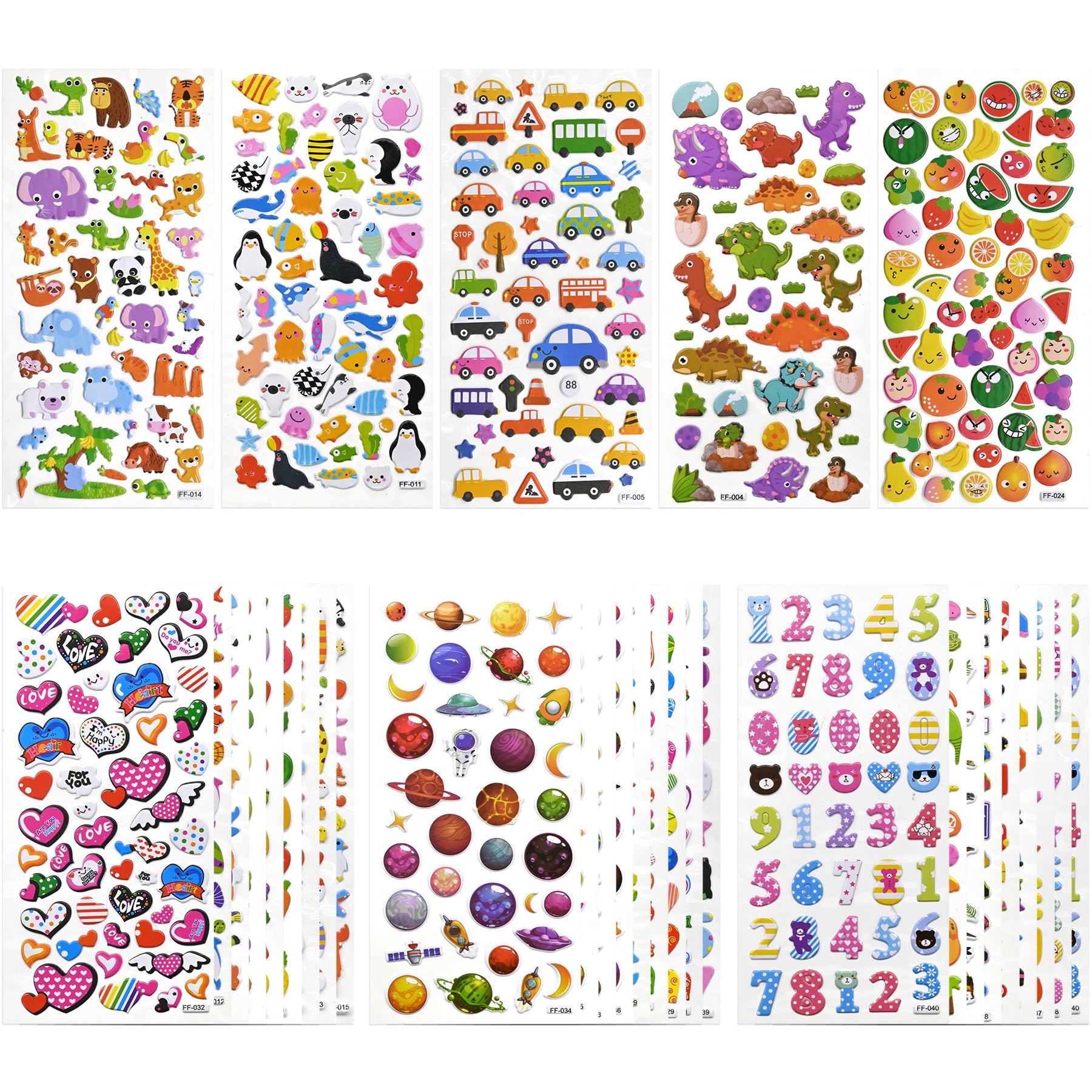 3D Puffy Stickers for Kids Toddlers – 1558 PCS Foam Set with 32 Sheets & Doodle Backgrounds, Preschool Learning Stickers for Boys Girls, Rewards, Crafts, Scrapbooking, Party Favors