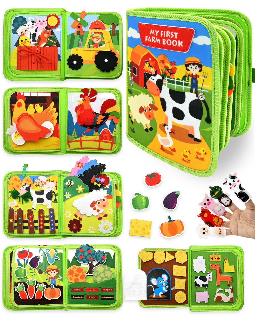 Meafeng Busy Book for Toddlers 1-3 – Montessori Toys Busy Board for 1 2 3 Year Old Boys Girls, Preschool Educational Travel Quiet Activity Book with Life Skills, Sorting, Matching, and Cognitive Games