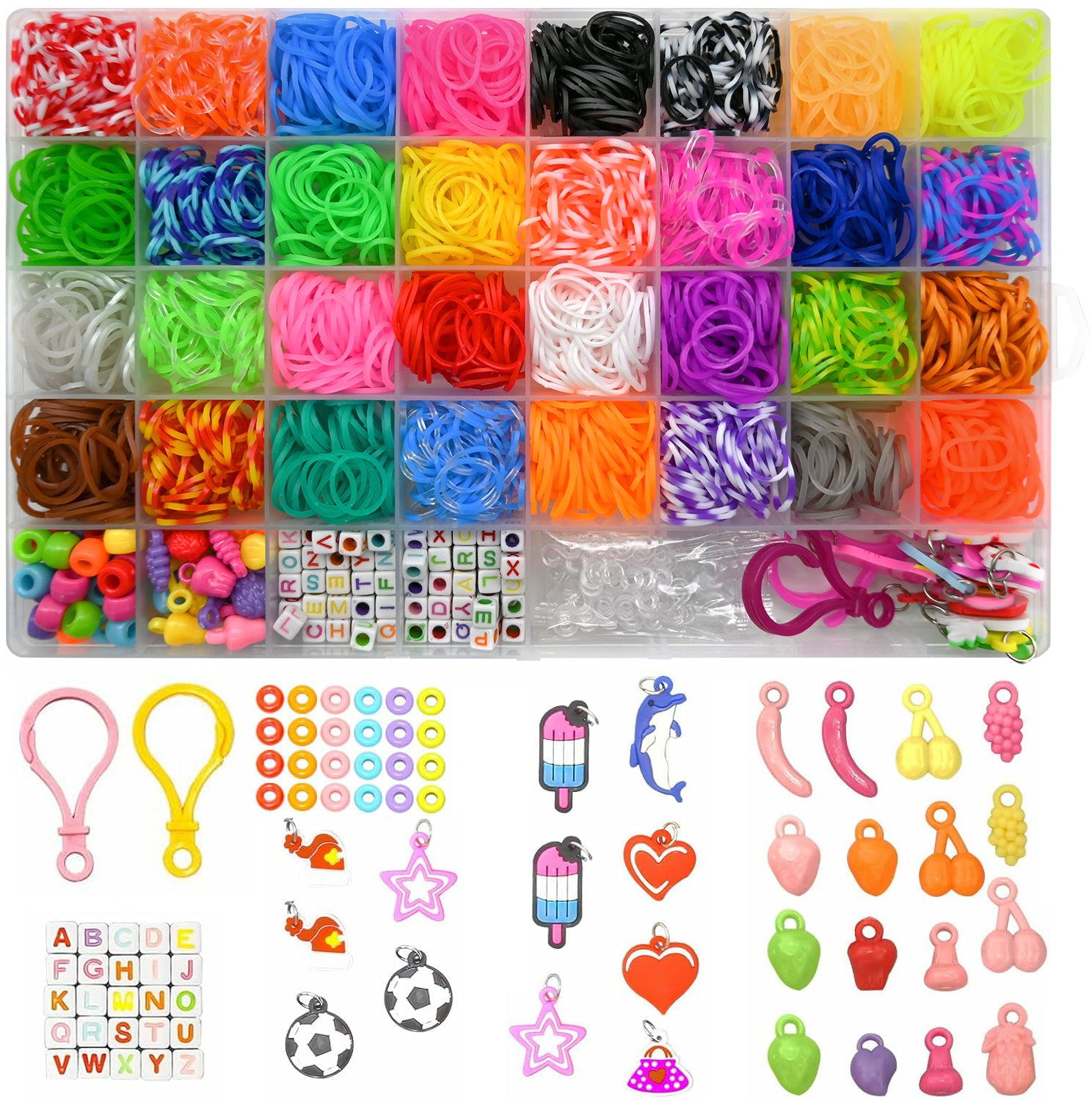 2500+ Rubber Band Bracelet Kit, 32 Colors Loom Bracelet Making Kit for Kids & Adults, Gift for Girls DIY