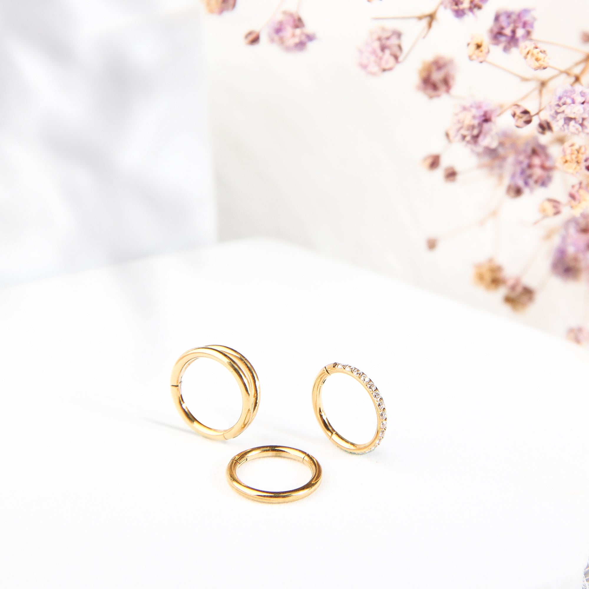 3PCS 18G Stainless Steel Gold Nose Rings Hoops, Meafeng Cartilage Earring Tragus Piercing Jewelry for Adults(8mm)