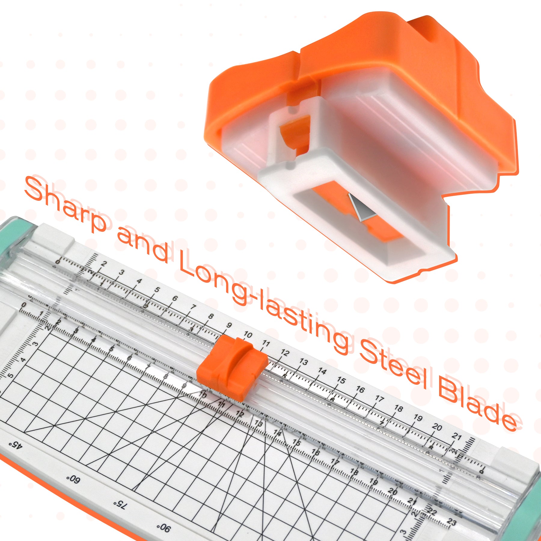 Meafeng Pack of 8 Paper Cutter Replacement Blades, Cutting Machine Paper Cutter Replacement Blades with Safety Fuse Design for A4, A5 Paper Cutter, Orange