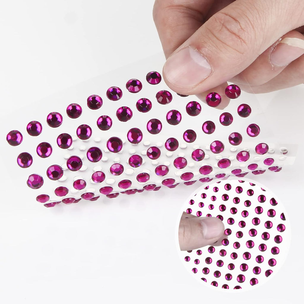 Multicolor Round Adhesive Gemstone Stickers, 2310pcs Bling Gems Rhinestones for Crafting, Face Jewels for Kids & Adults 3-6mm