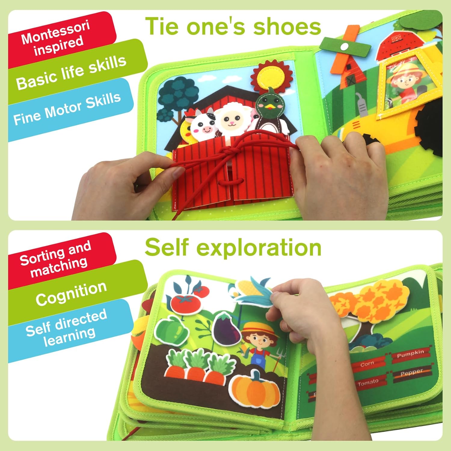 Montessori Toys Busy Board, Meafeng Preschool Educational Toys for 1 2 3 4 Year Old Toddler, Activity Sensory Board Travel Toys