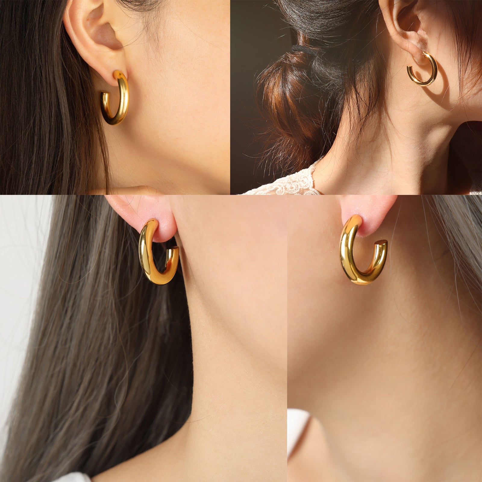 3 Pairs Gold Earrings Set, 14K Gold Plated Multipack Huggie Hoop Earrings for Women