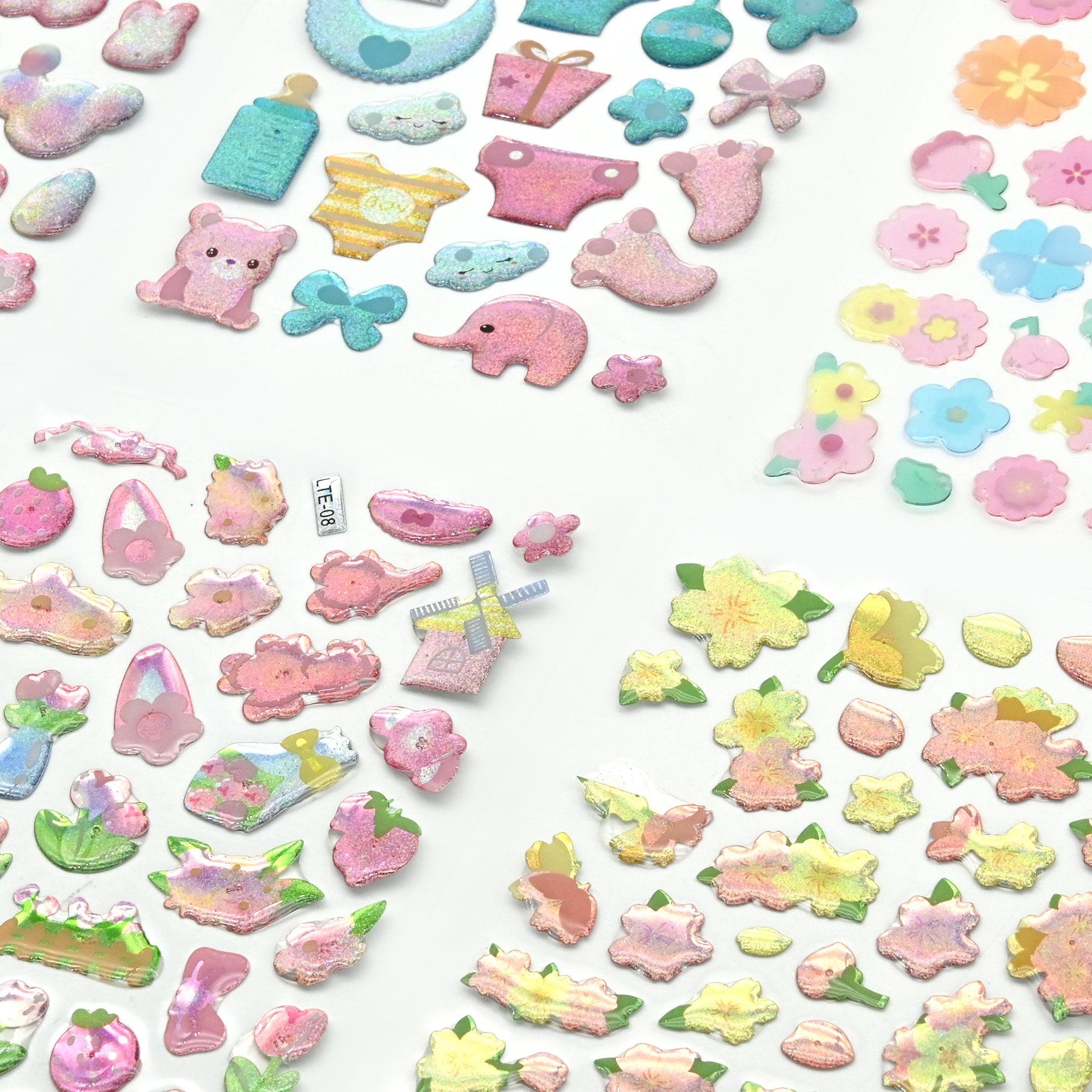 366 PCS Glitter Epoxy Crystal Stickers for Kids – 8 Sheets Sparkly 3D Waterproof Stickers for Crafts, Scrapbooks, Reward Charts, Journals, DIY Decoration & Teacher Classroom Supplies
