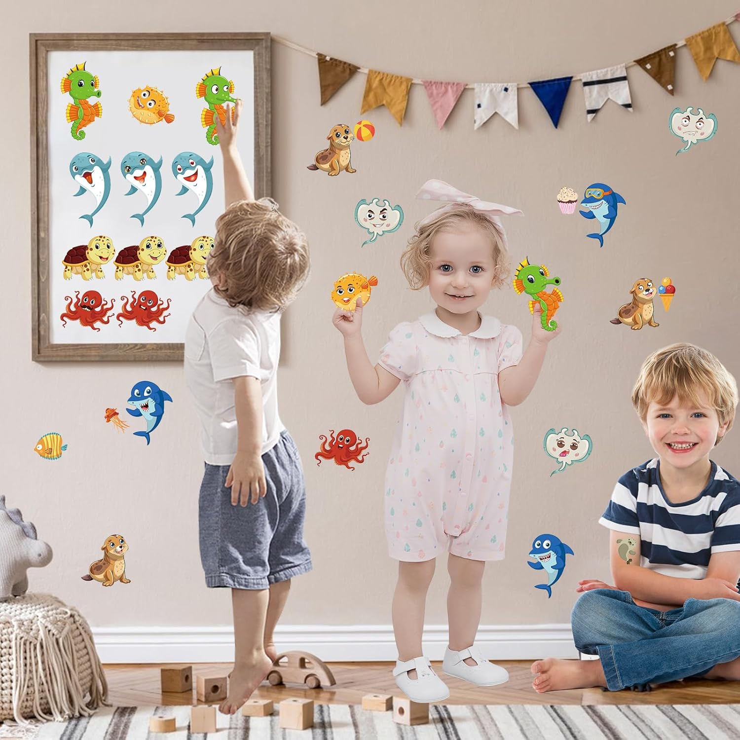 24 Sheets Sea Animal Make a Face Stickers, Make Your Own Animal Mix and Match Stickers for Kids Birthday Party Favors