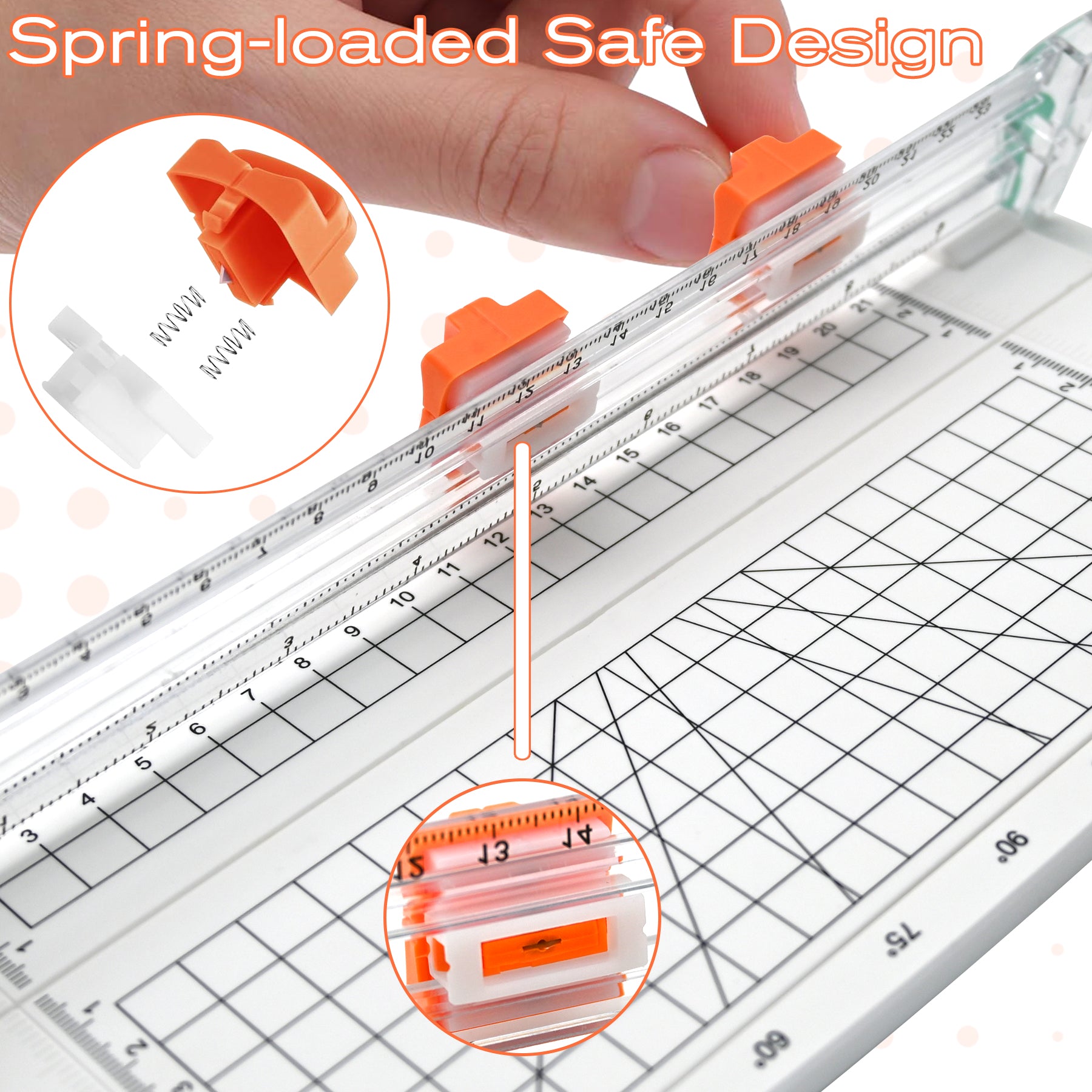 Meafeng Pack of 8 Paper Cutter Replacement Blades, Cutting Machine Paper Cutter Replacement Blades with Safety Fuse Design for A4, A5 Paper Cutter, Orange