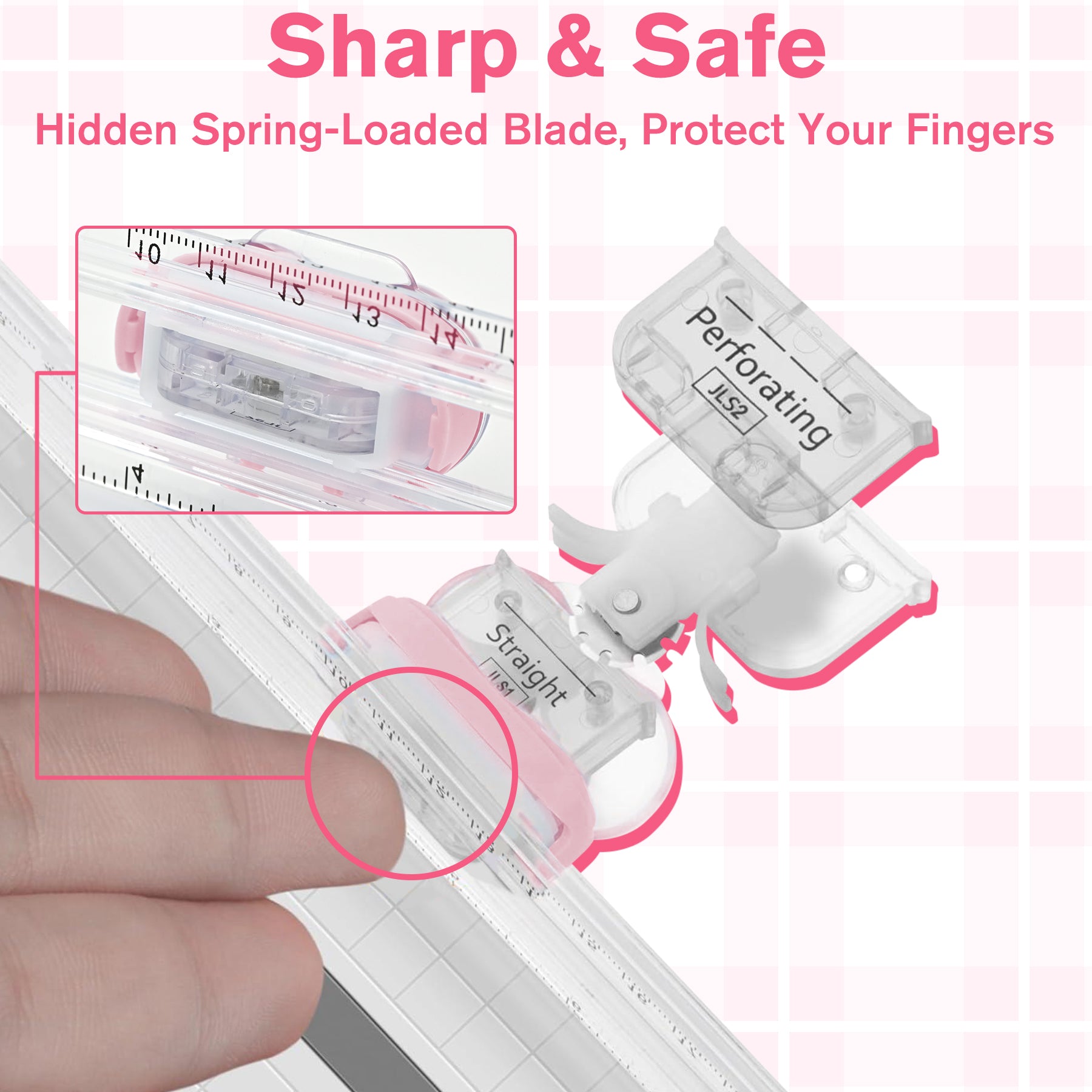 3-in-1 Paper Trimmer with Straight, Scoring & Perforating Blades, 9" A5 Cutter for Crafting, Scrapbooking, Cardstock, Labels & Home Office Use – Compact & Portable (Pink)