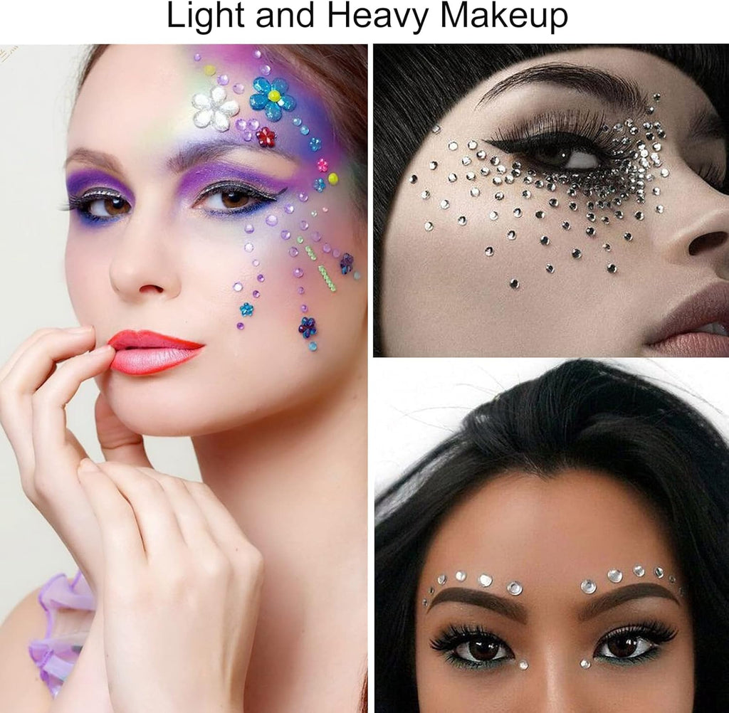 28 Sheets Self-Adhesive Gem Stickers, 3510pcs Face Gems Stick on, DIY Face Jewels Rhinestone Stickers