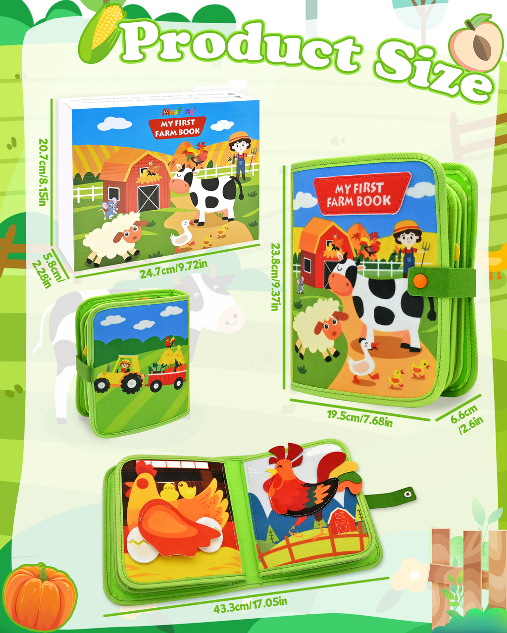 Meafeng Busy Book for Toddlers 1-3 – Montessori Toys Busy Board for 1 2 3 Year Old Boys Girls, Preschool Educational Travel Quiet Activity Book with Life Skills, Sorting, Matching, and Cognitive Games