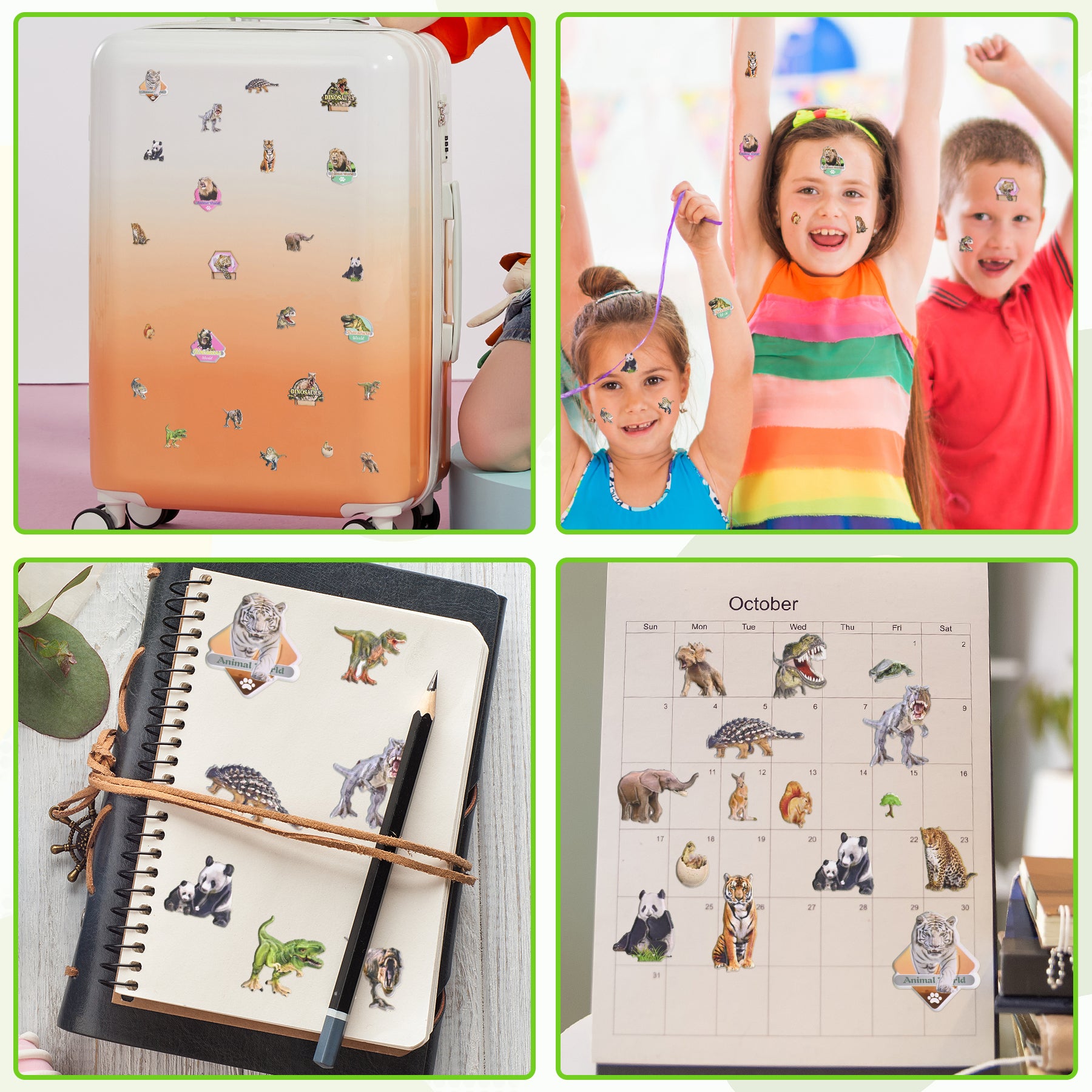 Meafeng 187 PCS Dinosaurs Jungle Animals 3D Puffy Stickers for Kids – 8 Sheets of Colorful Waterproof Stickers for Toddler Crafts, Scrapbooks, Reward Charts & Classroom Activities