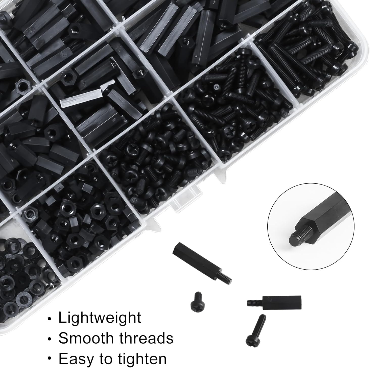600PCS Meafeng M3 Male Female Nylon Hex Standoff Spacer Screw Nut Assortment Kit, Threaded Pillar for PCB Motherboard