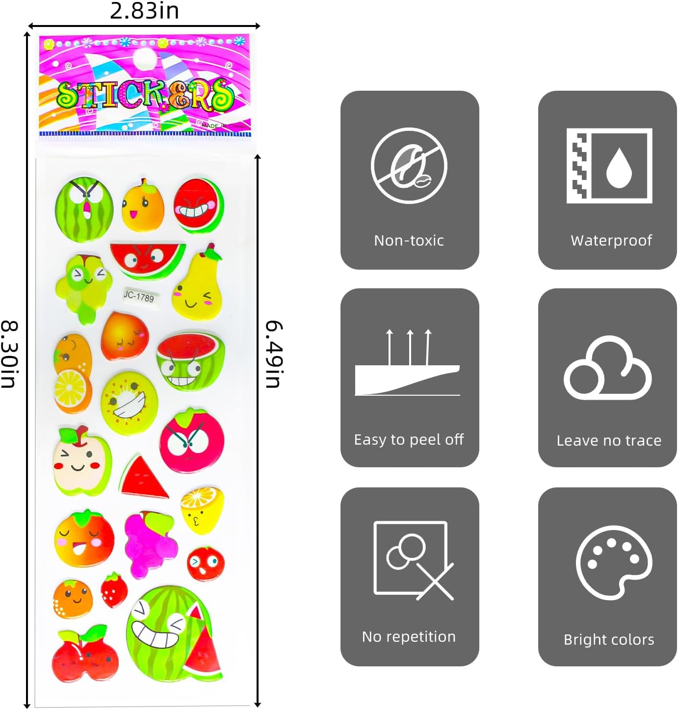Puffy Stickers for Kids Toddlers, 530+ Party 3D Stickers for Reward, Child Gift Including Mermaids Food Animals
