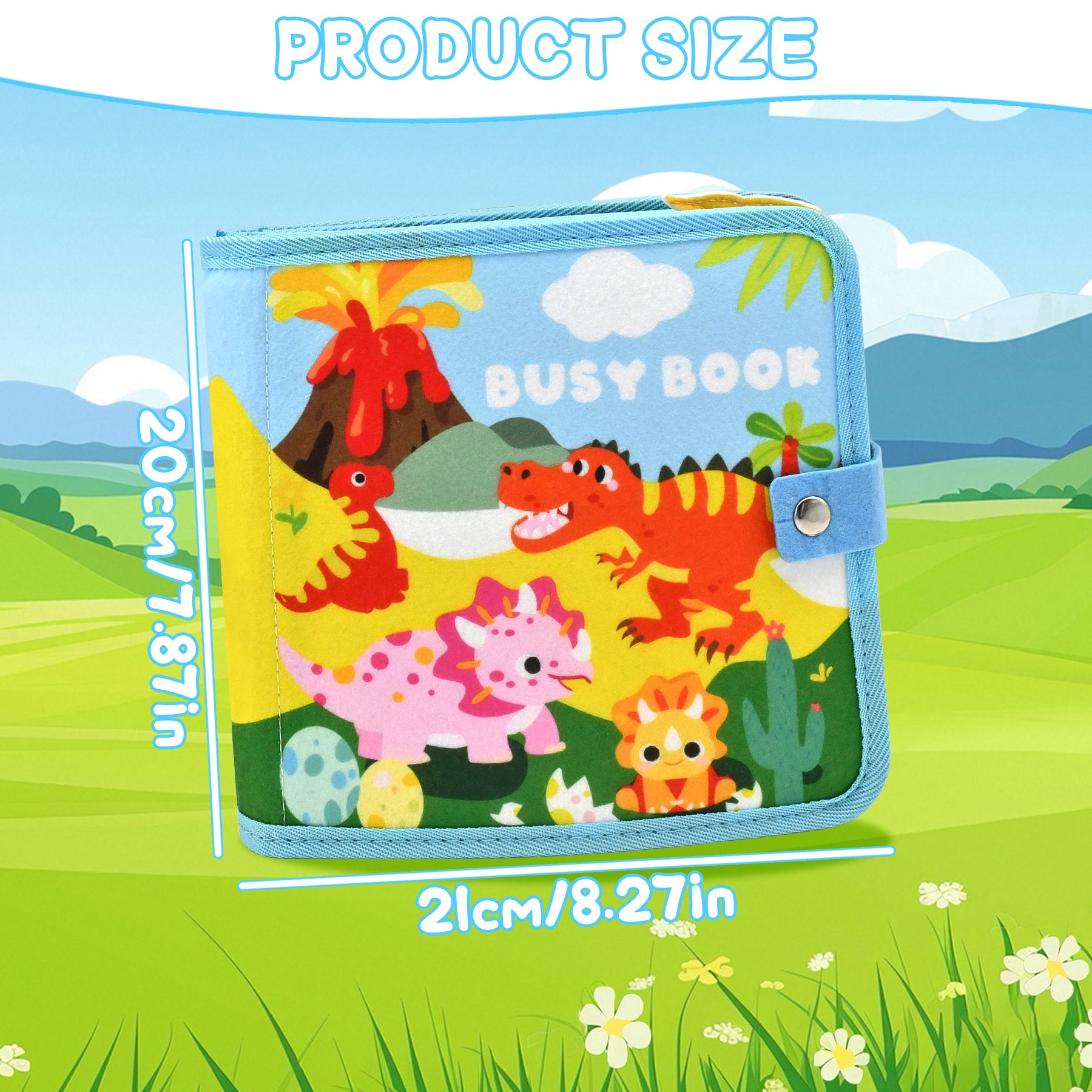 Meafeng Dinosaur Busy Book for Toddlers 1-3, Montessori Toys Quiet Book & Busy Board for Kids, Travel Toys with Life Skills & Educational Games for Boys and Girls