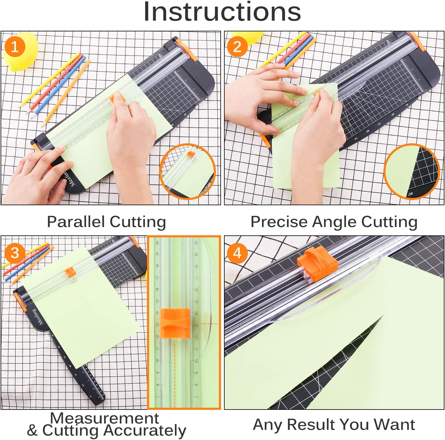 Paper Cutter 12 Inch (30.5 cm), A4 Paper Cutting Machine, Paper Cutter with Automatic Safety Protection and Side Ruler Cutter for Paper, Photos, Craft Project, Label