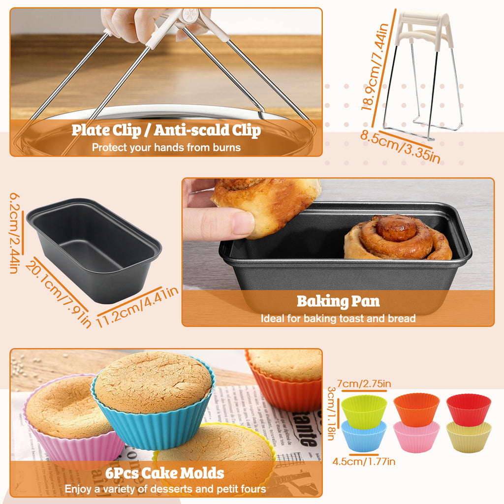 Air Fryer Accessories, Meafeng 18Pcs Compatible for Ninja AF400 SL400 Fit 10QT Accessories for Air Fryer with 7 inch Airfryer Silicone Liner, Baking Pan, Cake Mould, Grill Rack