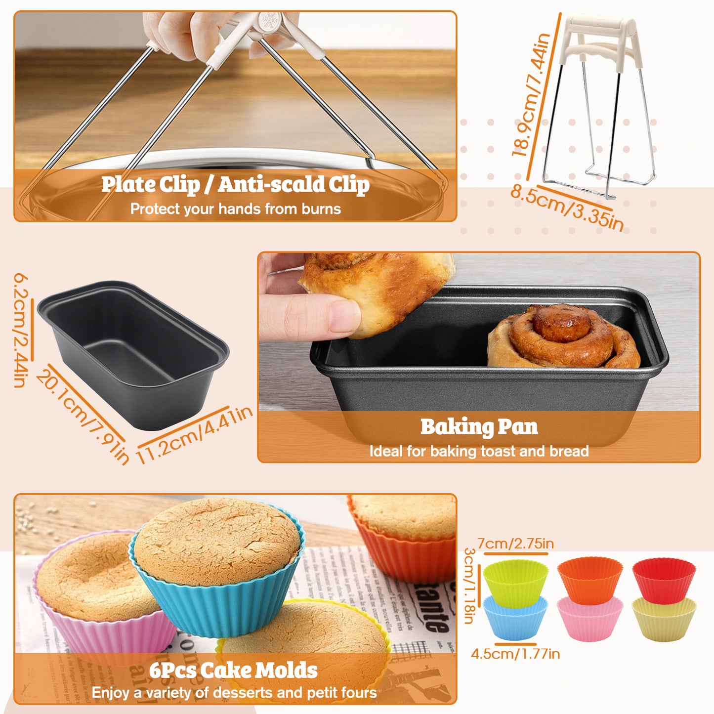 Air Fryer Accessories, Meafeng 18Pcs Compatible for Ninja AF400 SL400 Fit 10QT Accessories for Air Fryer with 7 inch Airfryer Silicone Liner, Baking Pan, Cake Mould, Grill Rack