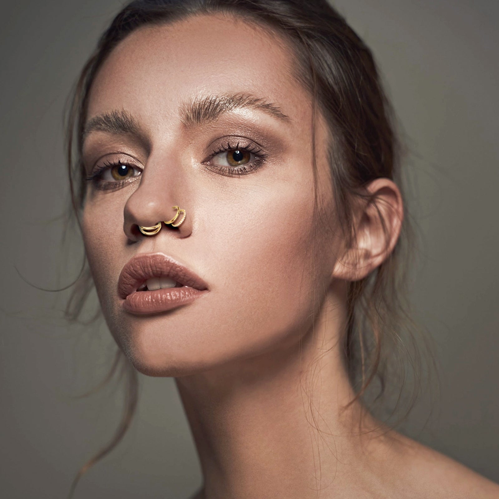 3PCS 18G Stainless Steel Gold Nose Rings Hoops, Meafeng Cartilage Earring Tragus Piercing Jewelry for Adults(8mm)