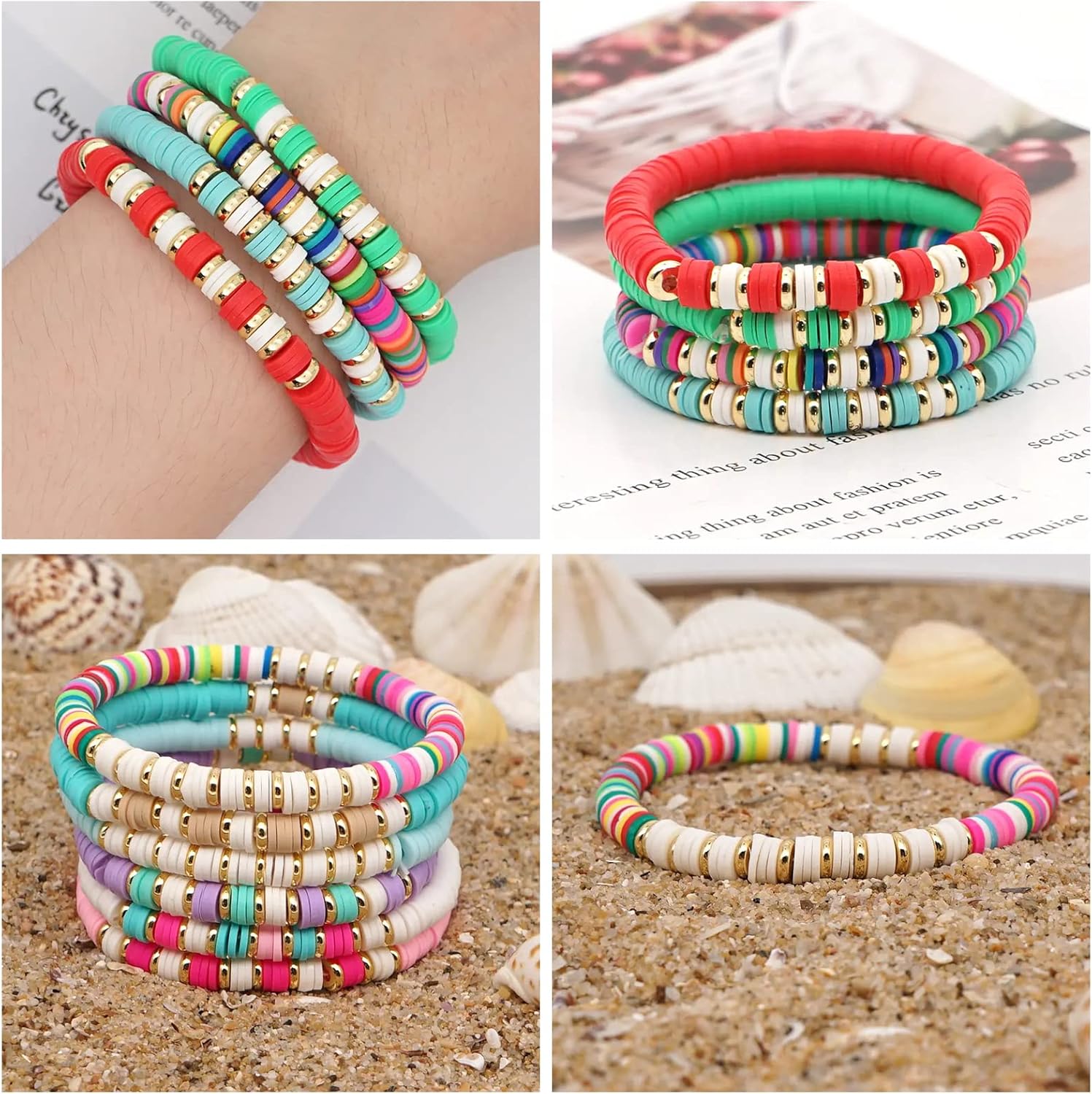 7200 Pcs Clay Beads Bracelet Making Kit 24 Colors 6mm Friendship Bracelet Beads, Meafeng Heishi Beads for Bracelets Crafts for Girls 8-12