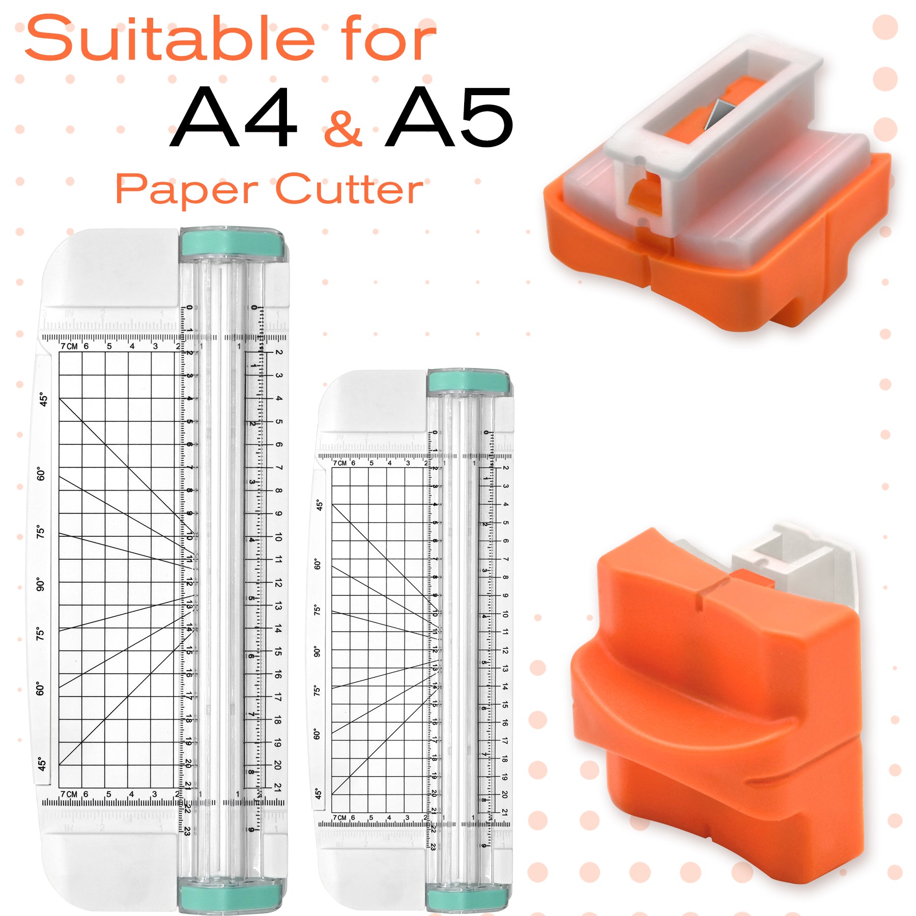 Meafeng Pack of 8 Paper Cutter Replacement Blades, Cutting Machine Paper Cutter Replacement Blades with Safety Fuse Design for A4, A5 Paper Cutter, Orange