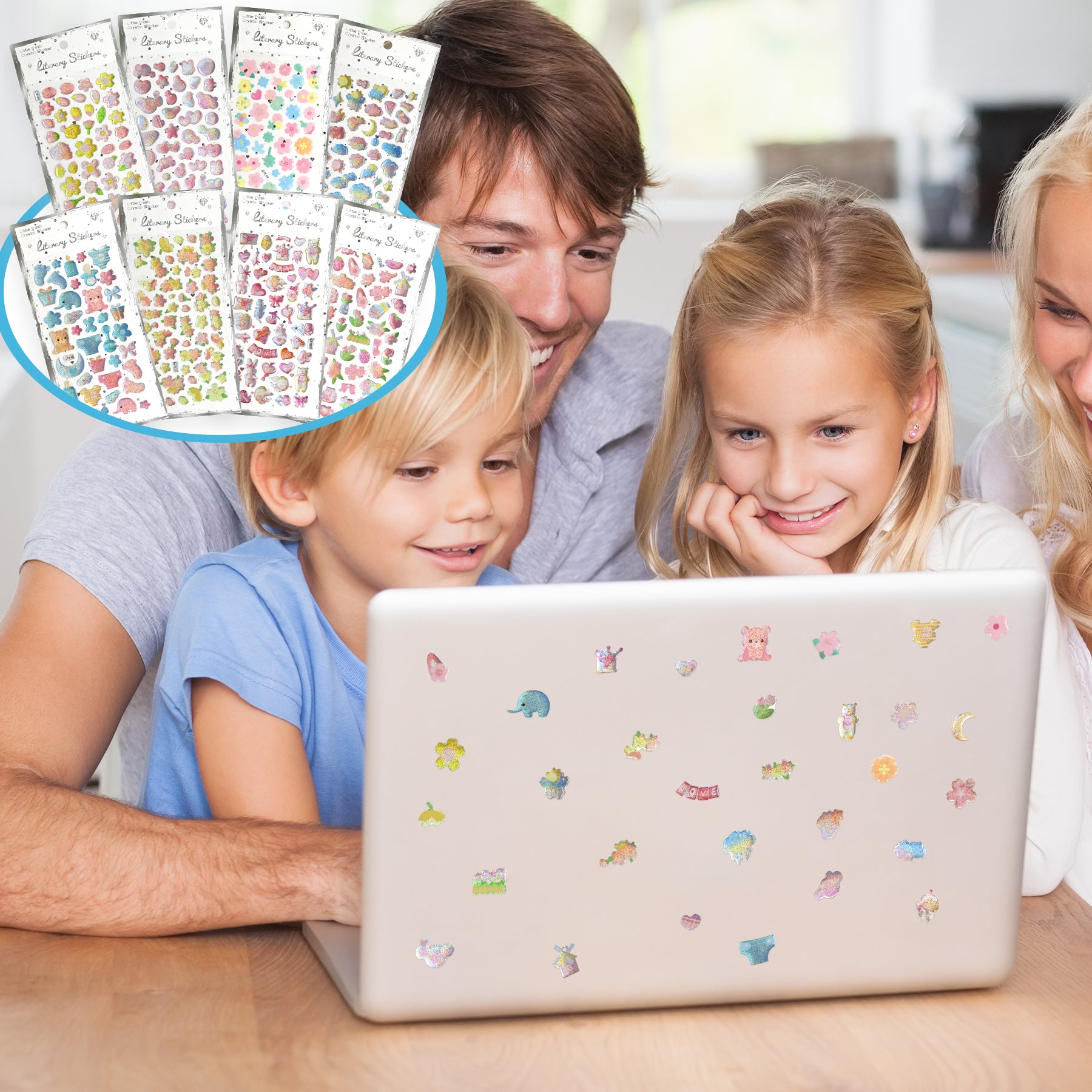 366 PCS Glitter Epoxy Crystal Stickers for Kids – 8 Sheets Sparkly 3D Waterproof Stickers for Crafts, Scrapbooks, Reward Charts, Journals, DIY Decoration & Teacher Classroom Supplies