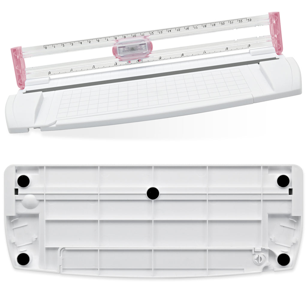 3-in-1 Paper Trimmer with Straight, Scoring & Perforating Blades, 9" A5 Cutter for Crafting, Scrapbooking, Cardstock, Labels & Home Office Use – Compact & Portable (Pink)