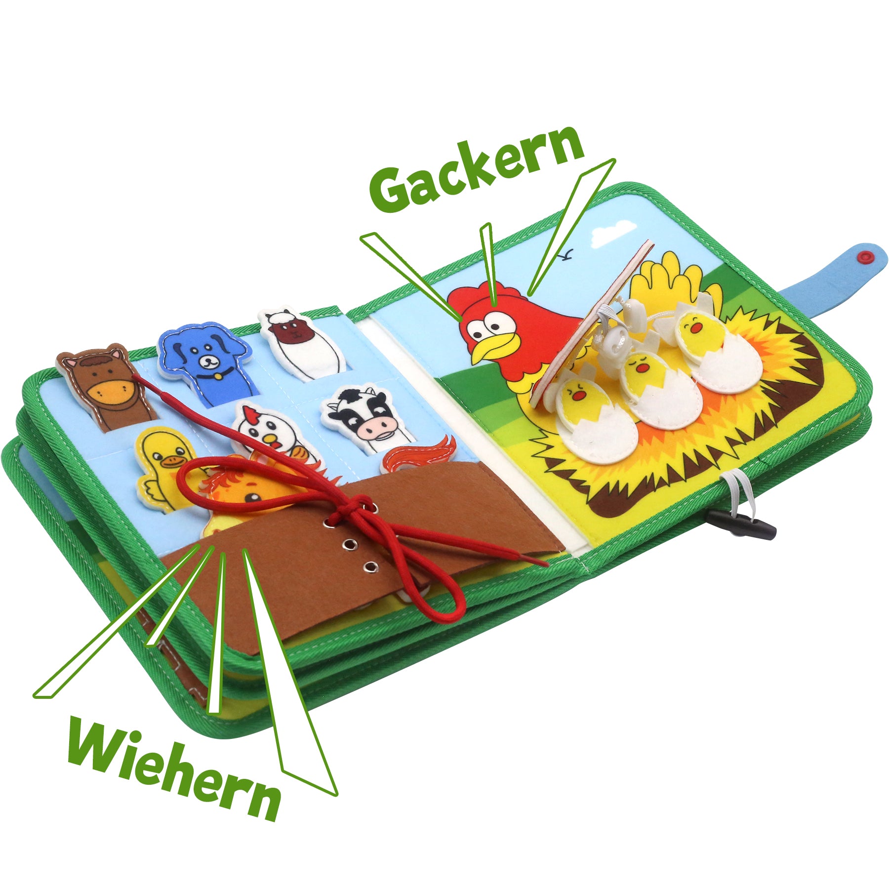 Meafeng Busy Board Farm Theme, Quiet Activity Board Felt Book for Toddlers, Motor Skills Toy for Early Education, Sensory Technology, Busy Book for Car & Plane, Montessori Toy from 1 2 3 4 Years