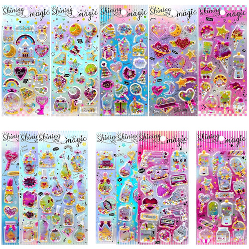 178 Shining Glitter 3D Stickers for Kids – 12 Puffy Sticker Sheets for Toddlers, Boys, Girls, Teachers, Rewards, Scrapbooking, Journals, Crafts & Party Favors