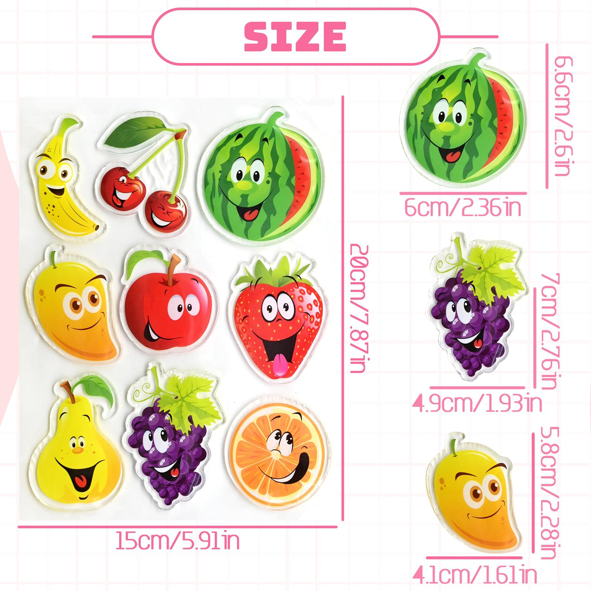 41PCS Window Clings Stickers for Girls – Reusable Jelly Gel Decals with Fruits, Hearts, Butterfly, Cake, Mermaid Design, Thick Vinyl Window Stickers for Toddlers, Home, Classroom, Birthday Party Decor