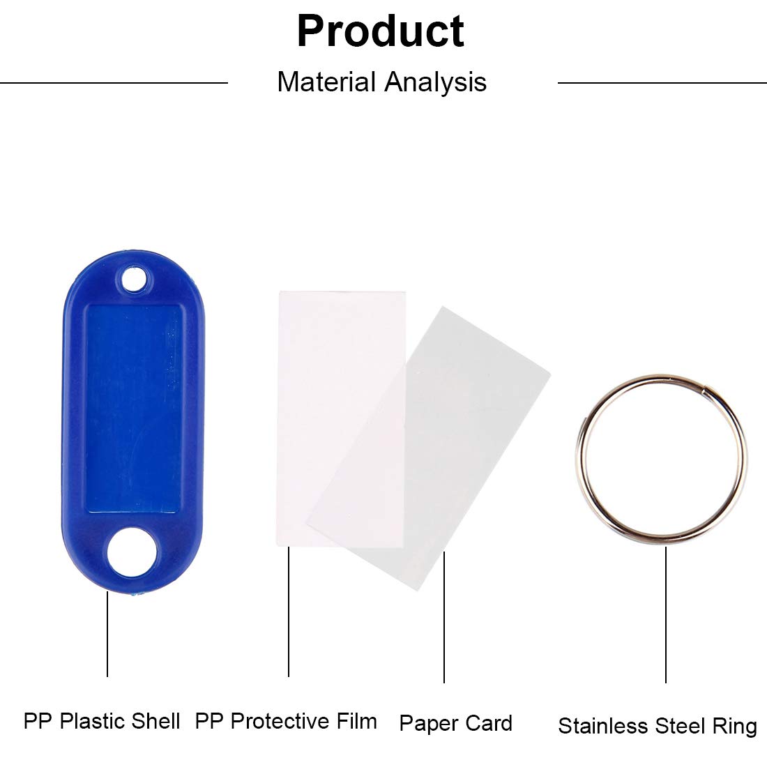 Pack of 70 Plastic Key Chains Key Tags Label 7 Colours Key Ring Key Ring with Plastic Labels for Home Offices Pet ID Luggage Tags