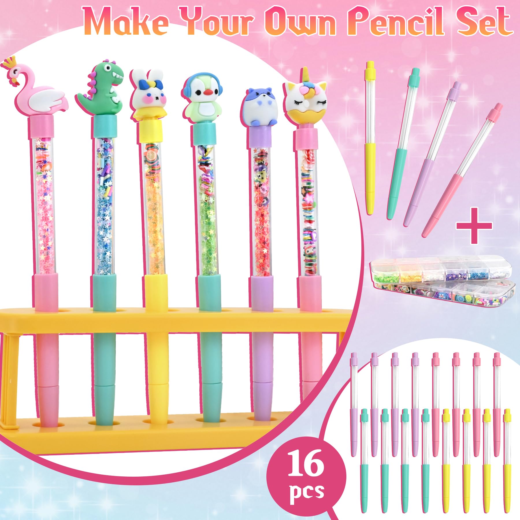 Meafeng DIY Pen Making Kit for Kids, 50+ Assorted Accessories for Personalized Pens, Multicolor Arts & Crafts Kits Gifts for Boys and Girls Ages 6+