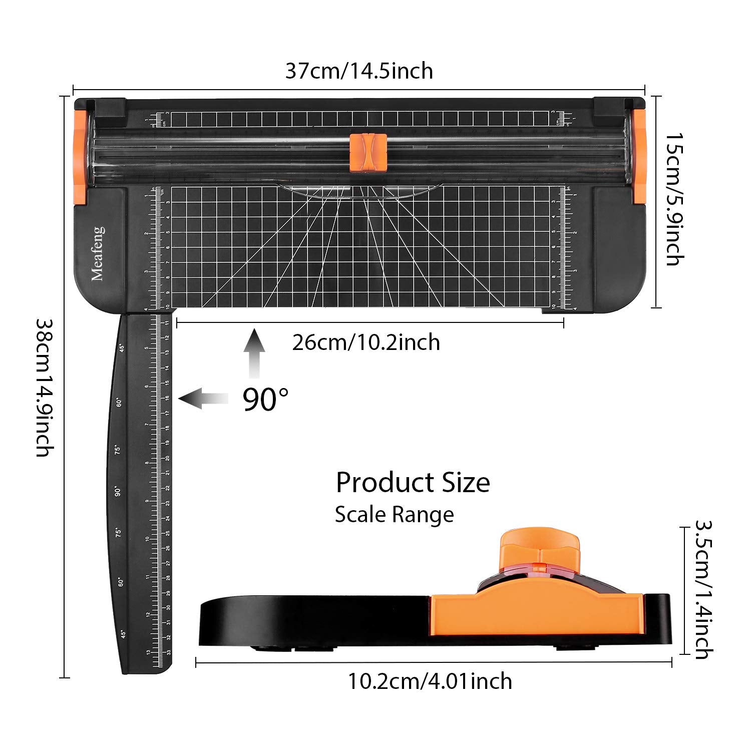 Meafeng A4 Paper Cutter, 12 inch Portable Paper Trimmer Scrapbooking Tool with Dual Blade & Side Ruler, Black