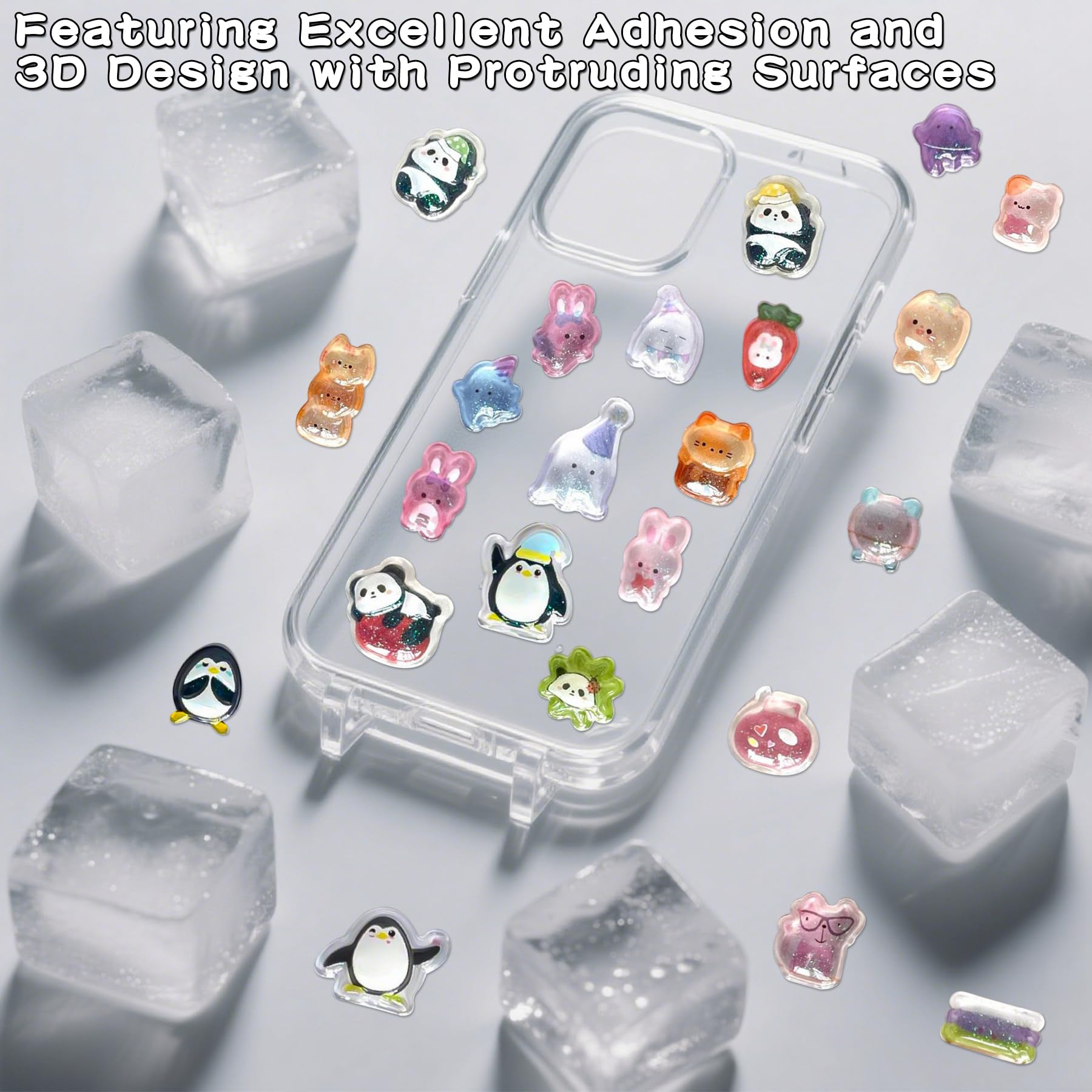 286PCS Resin Charms for Crafts – Assorted Flatback Charms with Ghosts, Rabbits, Pandas, Cats, Penguins & More, Cute Embellishments for Slime, Scrapbooks, Phone Case, Jewelry & DIY Projects