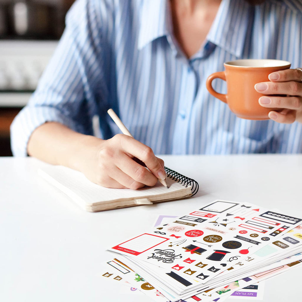 Gold Foil Planner Stickers - 27 Sheets/1230+ Stickers - Seasonal, Inspirational, Motivational, Holiday, Decorative for Planner Organizer Journal Calendars - Cute Aesthetic