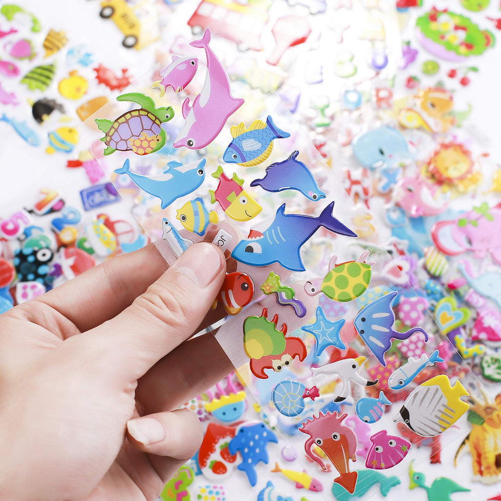 3D Stickers for Kids Toddlers - 550+ Vivid Puffy Stickers, 24 Different Sheets, Colored 3D for Boys Girls Teachers, Reward, Craft Scrapbooking