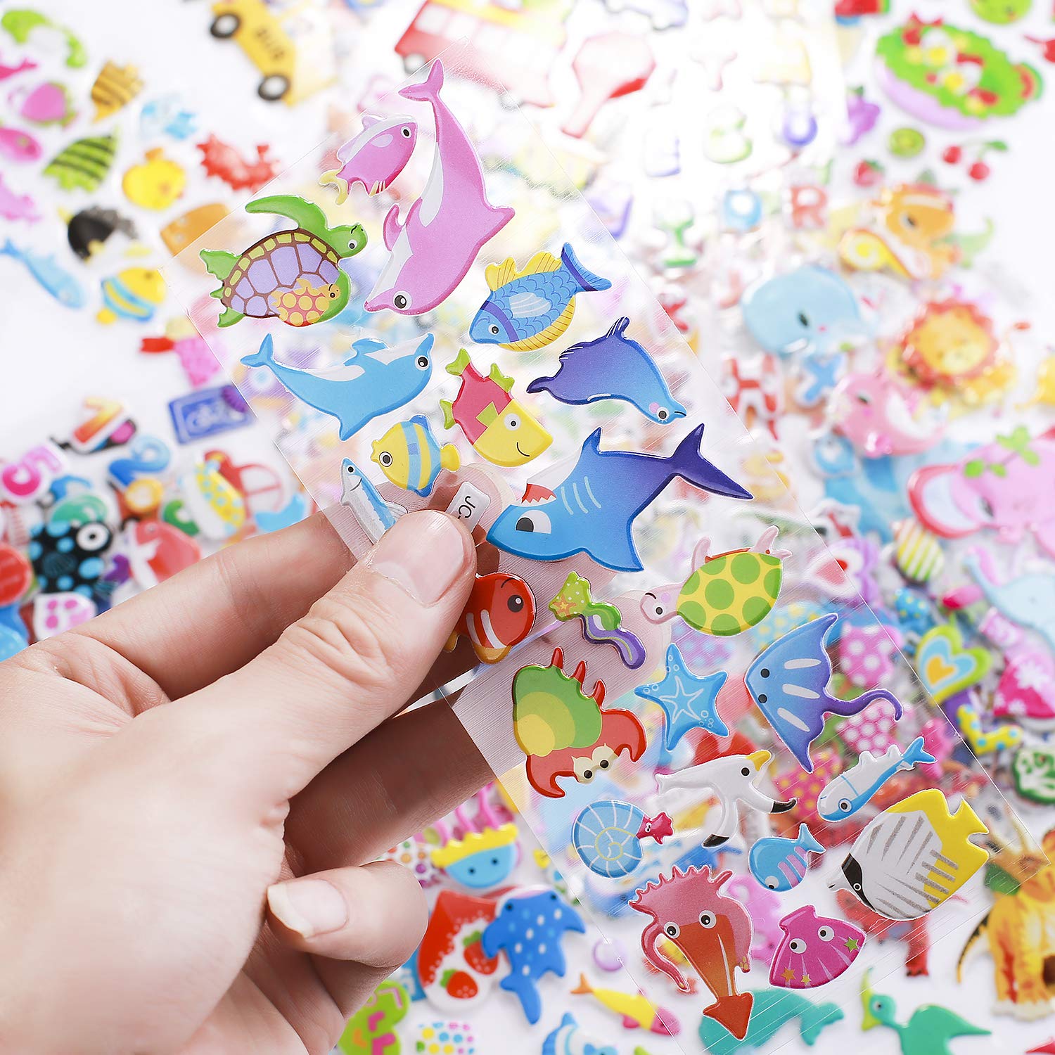 3D Stickers for Kids Toddlers - 550+ Vivid Puffy Stickers, 24 Different Sheets, Colored 3D for Boys Girls Teachers, Reward, Craft Scrapbooking