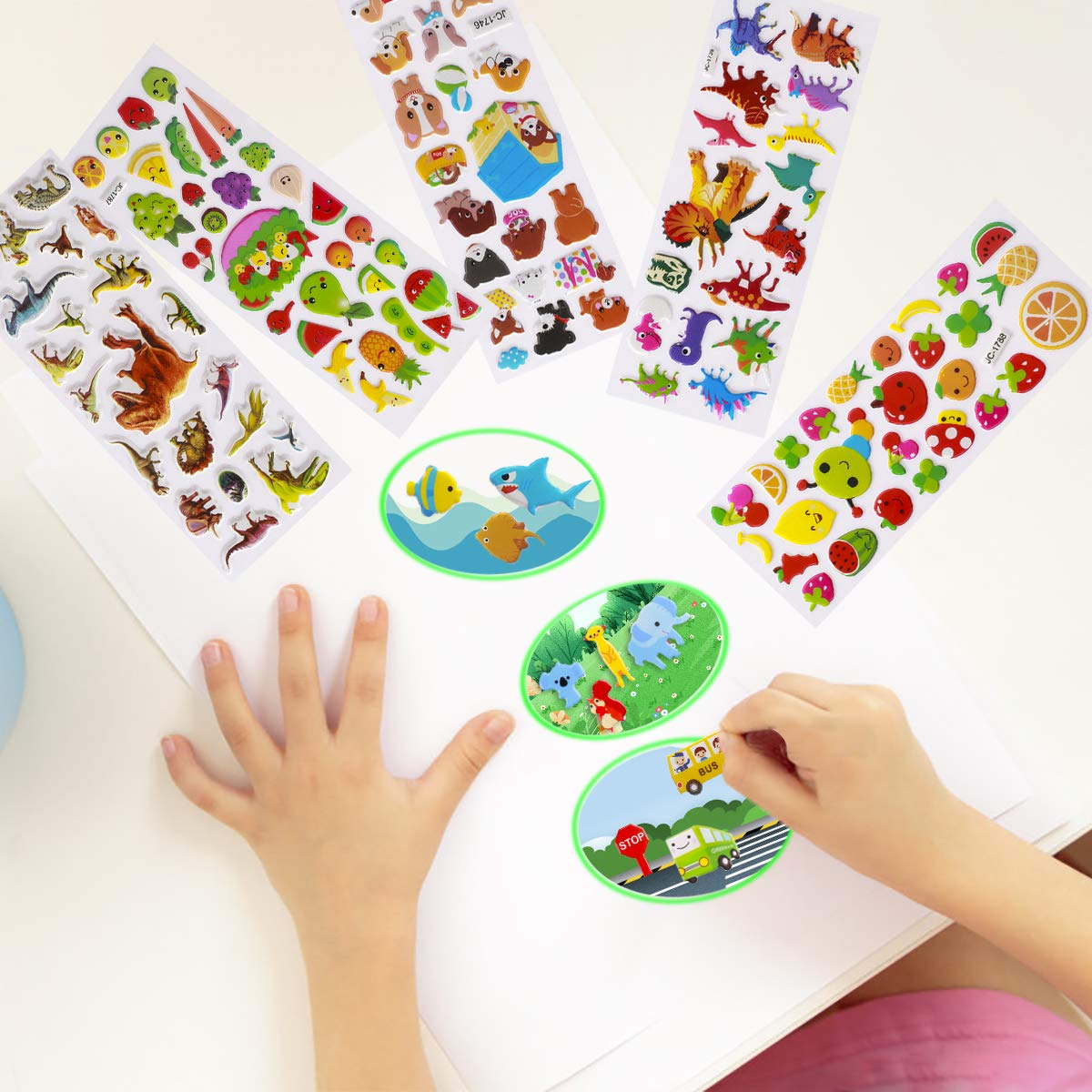 3D Stickers for Kids Toddlers - 550+ Vivid Puffy Stickers, 24 Different Sheets, Colored 3D for Boys Girls Teachers, Reward, Craft Scrapbooking