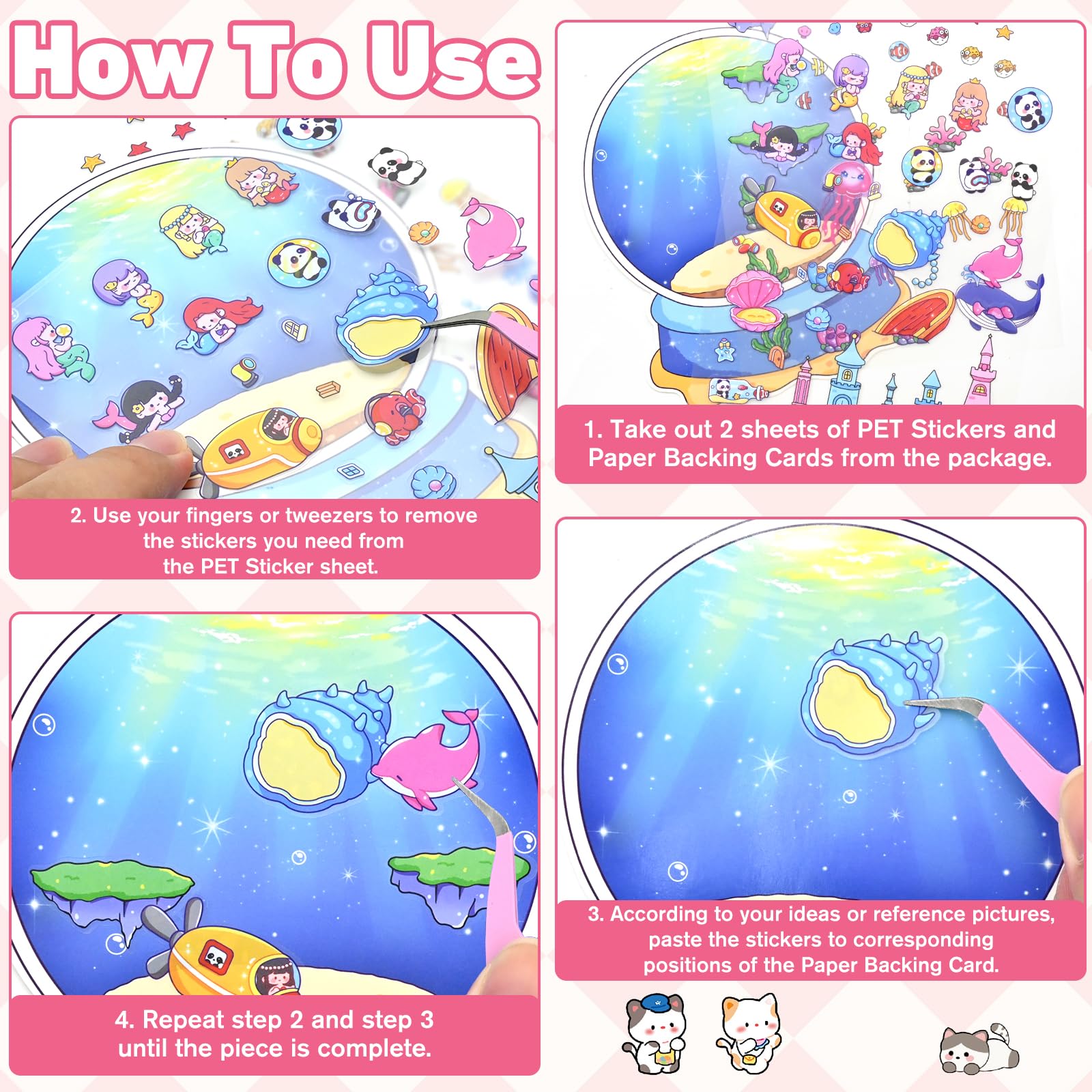 20 Sets DIY 3D Sticker Scene, Sticker Therapy for Adult Kids Make Your Own Scenes Miniature Room Cute Kawaii Cartoon Scene Stickers for Relief Stress Pass The Time